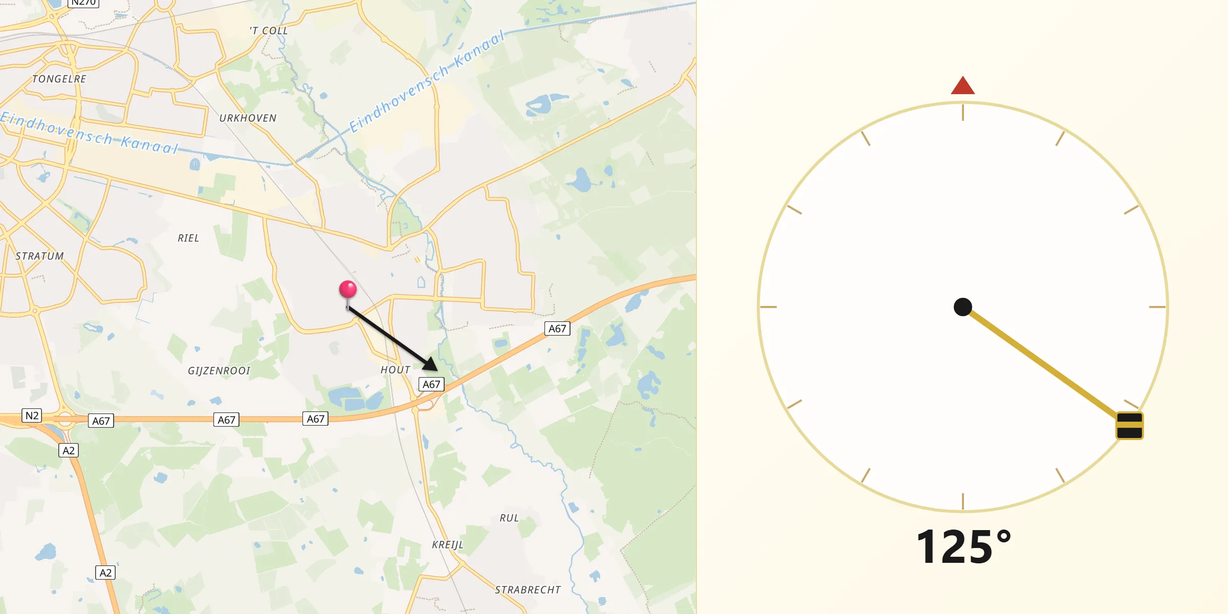 Qibla Richting vanaf Zesgehuchten