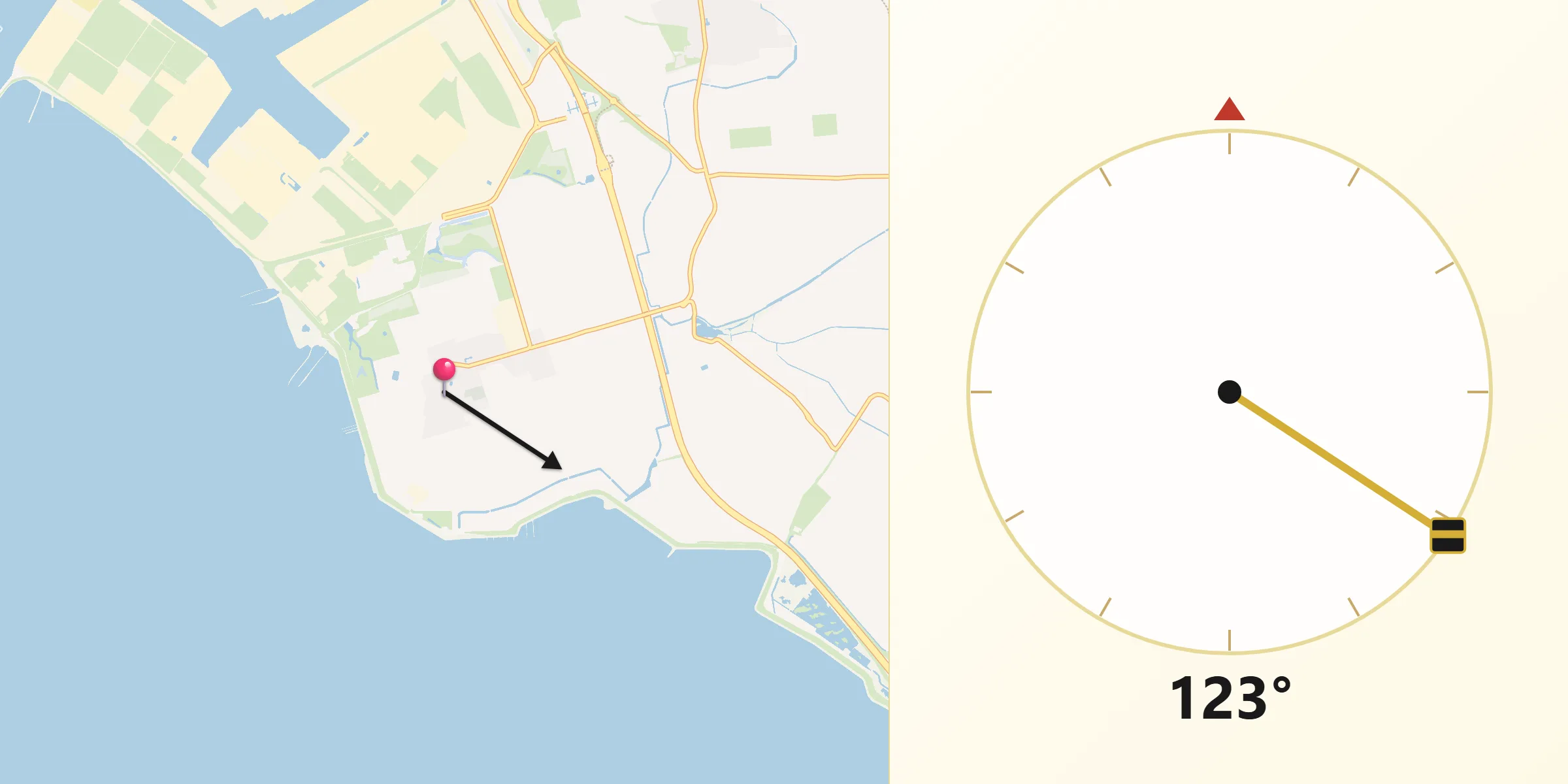 Qibla Richting vanaf Borssele