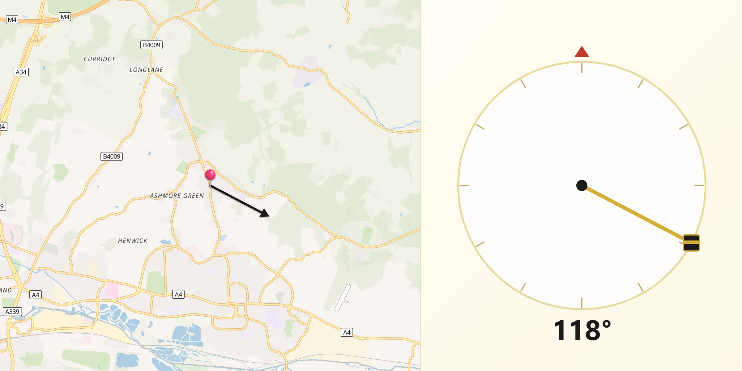 Qibla Direction from Cold Ash