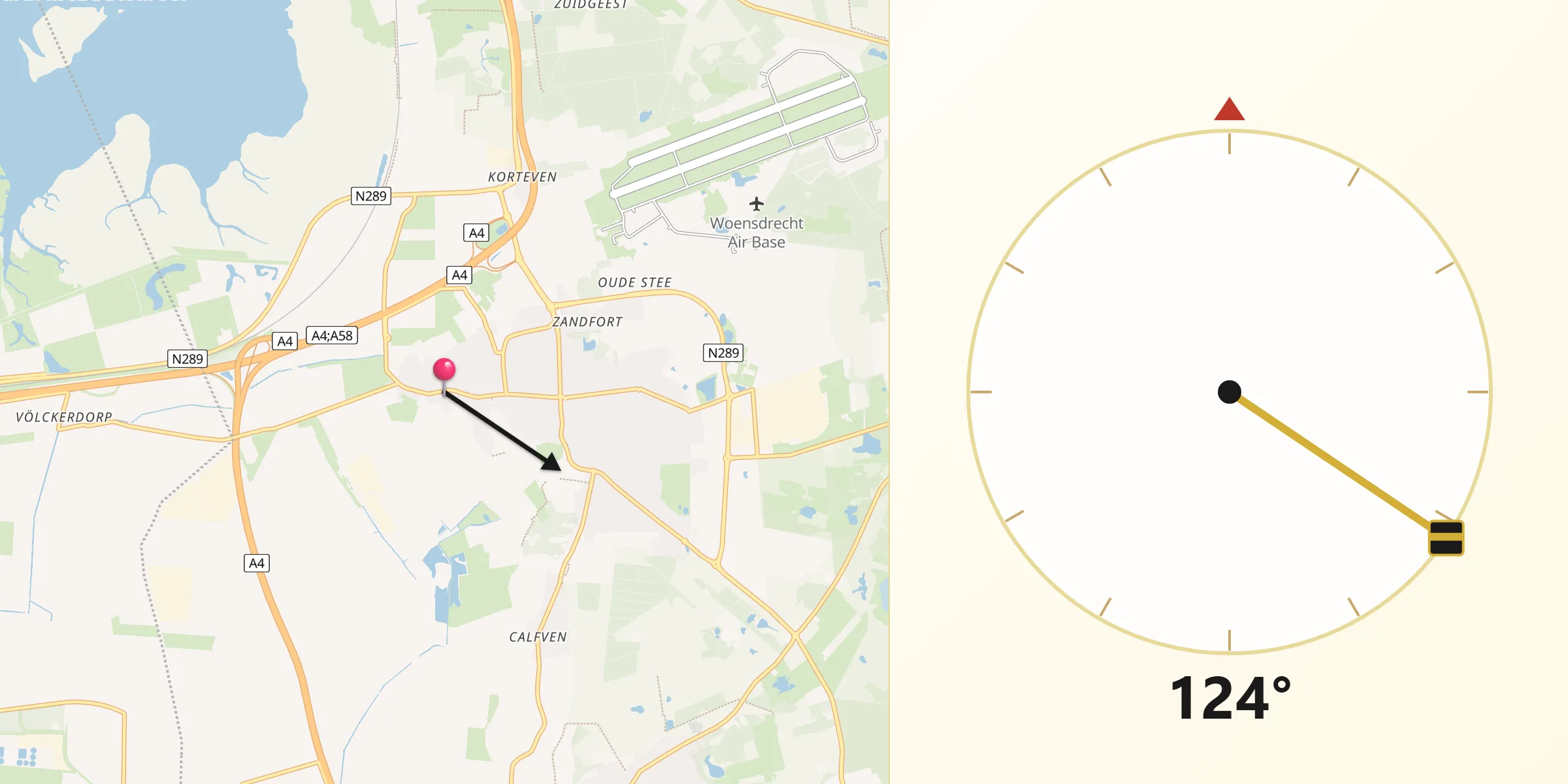 Qibla Richting vanaf Woensdrecht