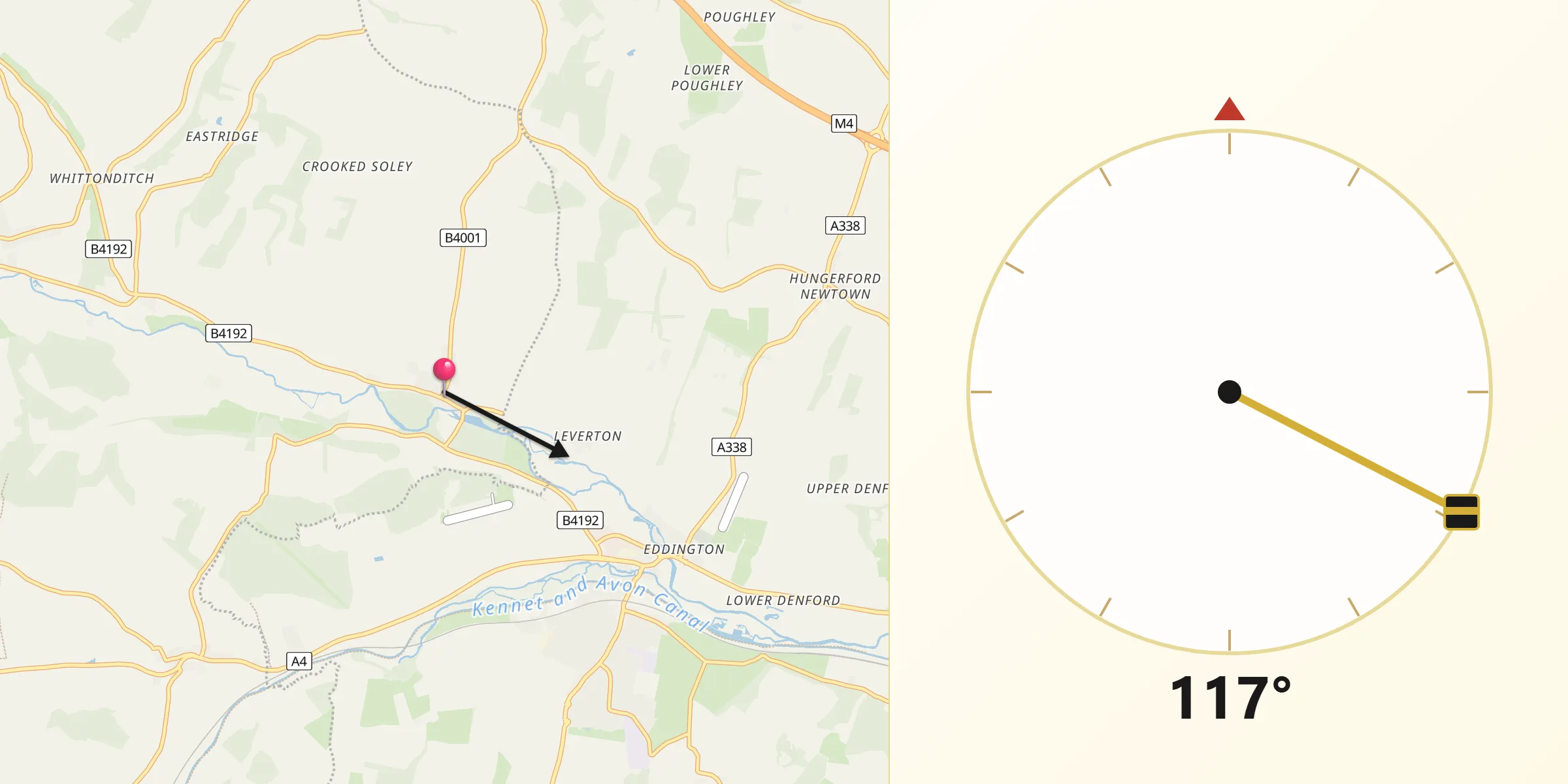 Qibla Direction from Chilton Foliat