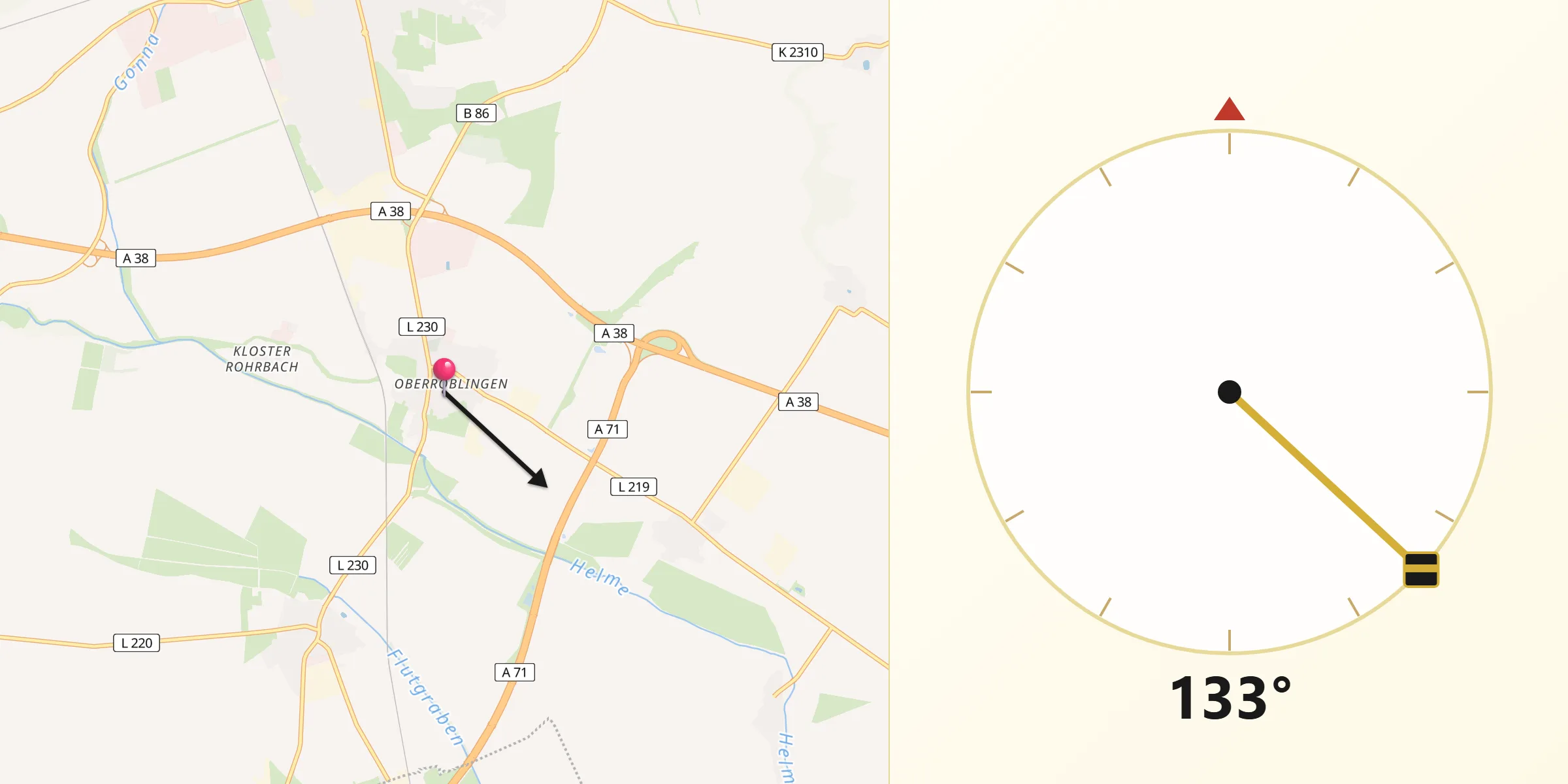 Qibla-Richtung von Oberröblingen