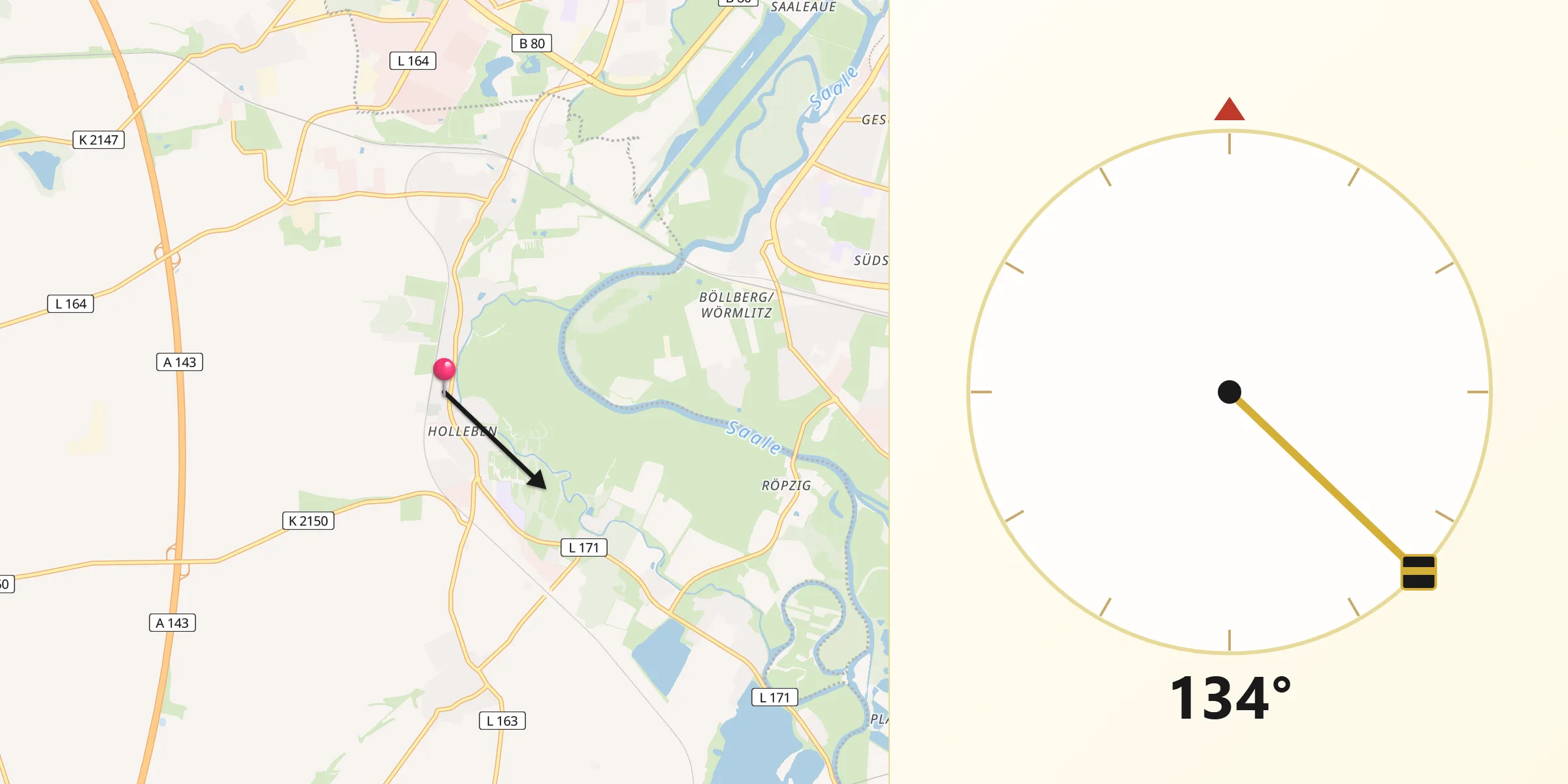 Qibla-Richtung von Holleben
