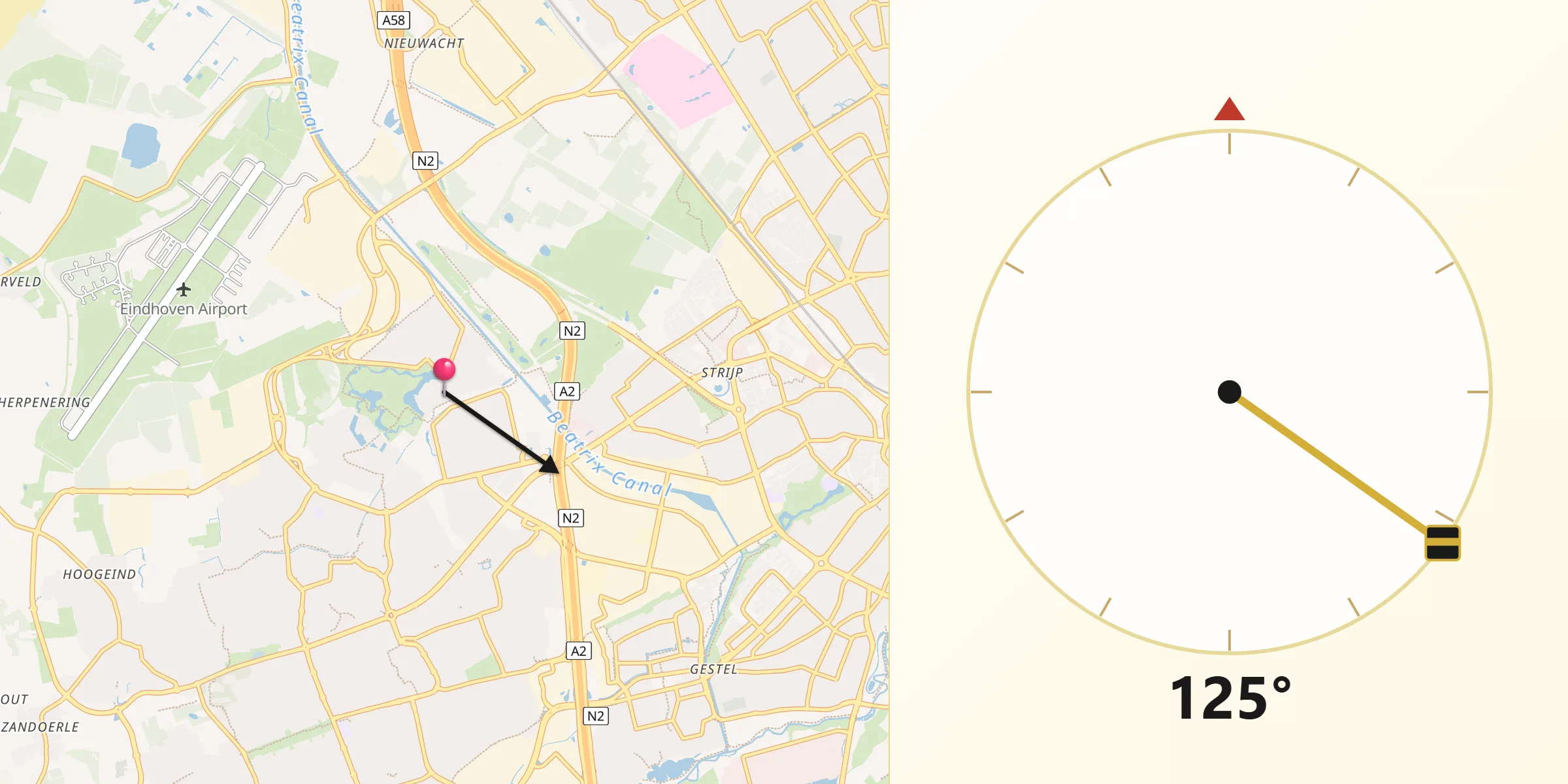 Qibla Richting vanaf Meerhoven