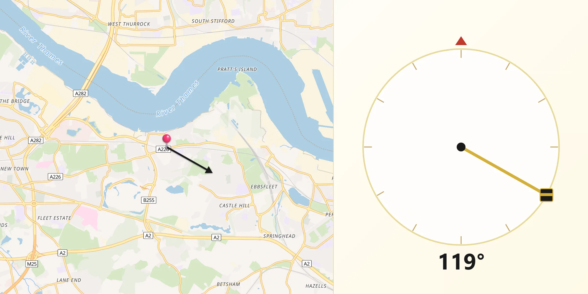 Qibla Direction from Greenhithe