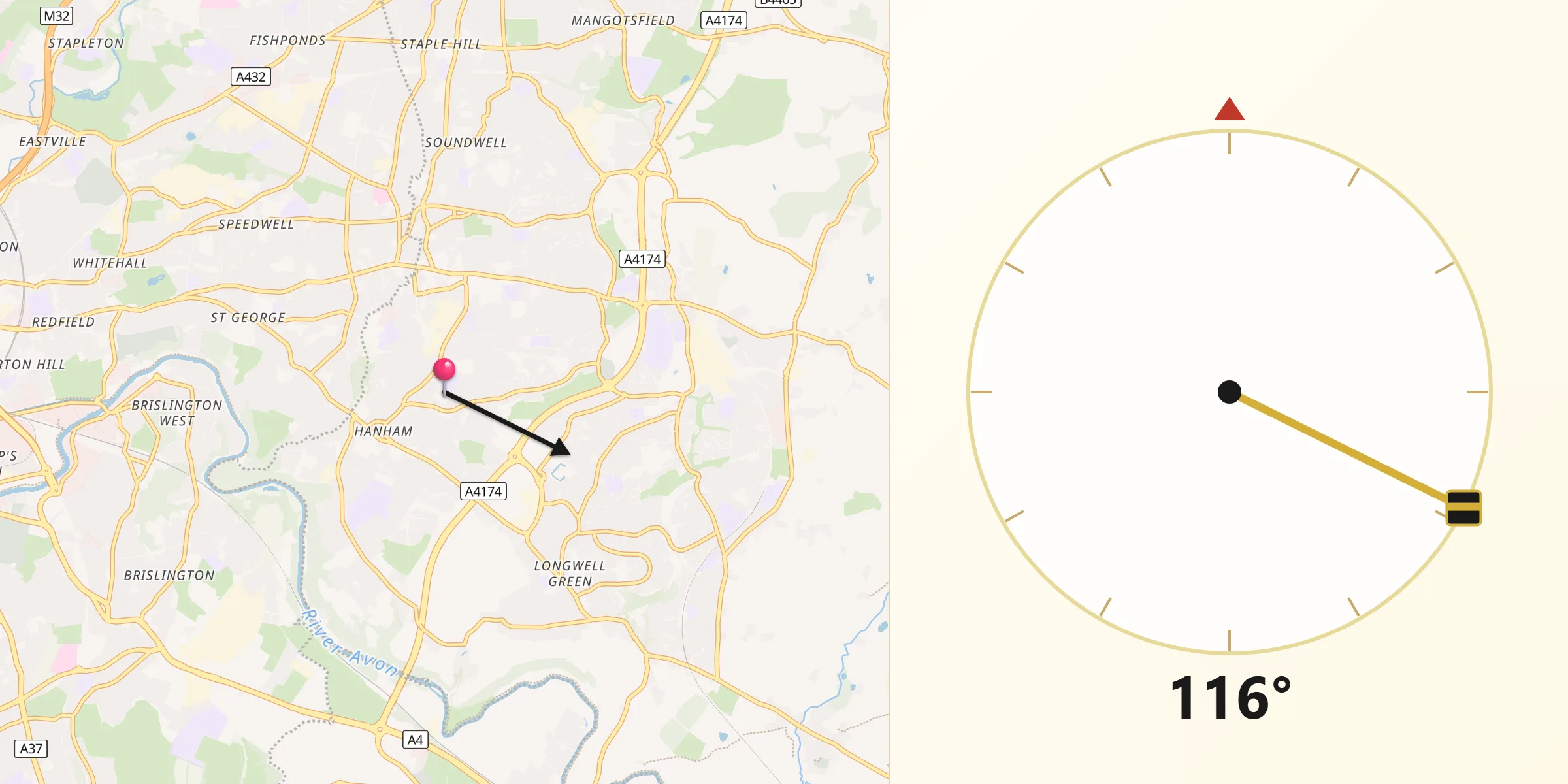 Qibla Direction from Kingswood