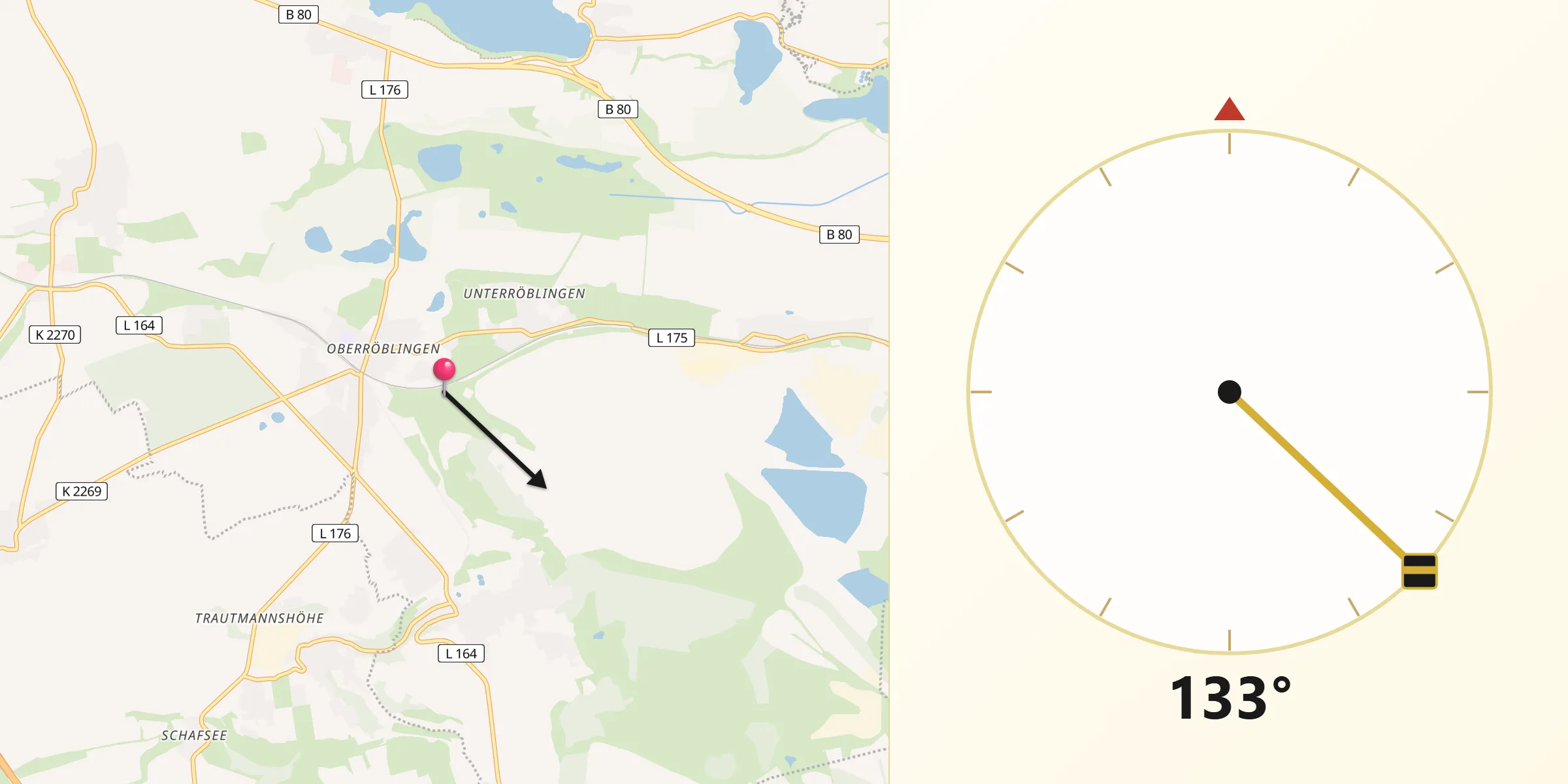Qibla-Richtung von Röblingen am See
