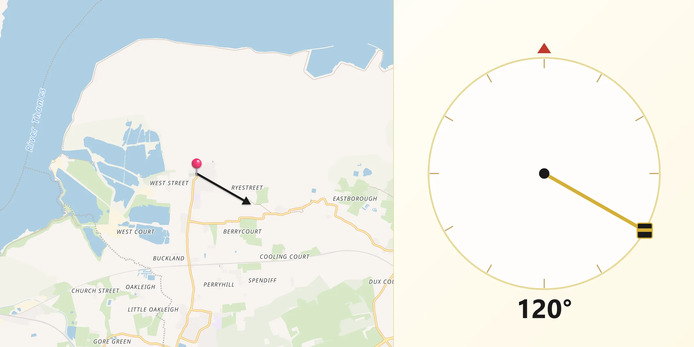 Qibla Direction from Cliffe