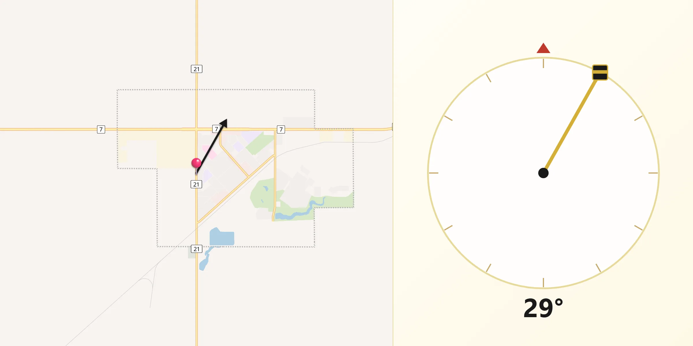 Qibla Direction from Kindersley
