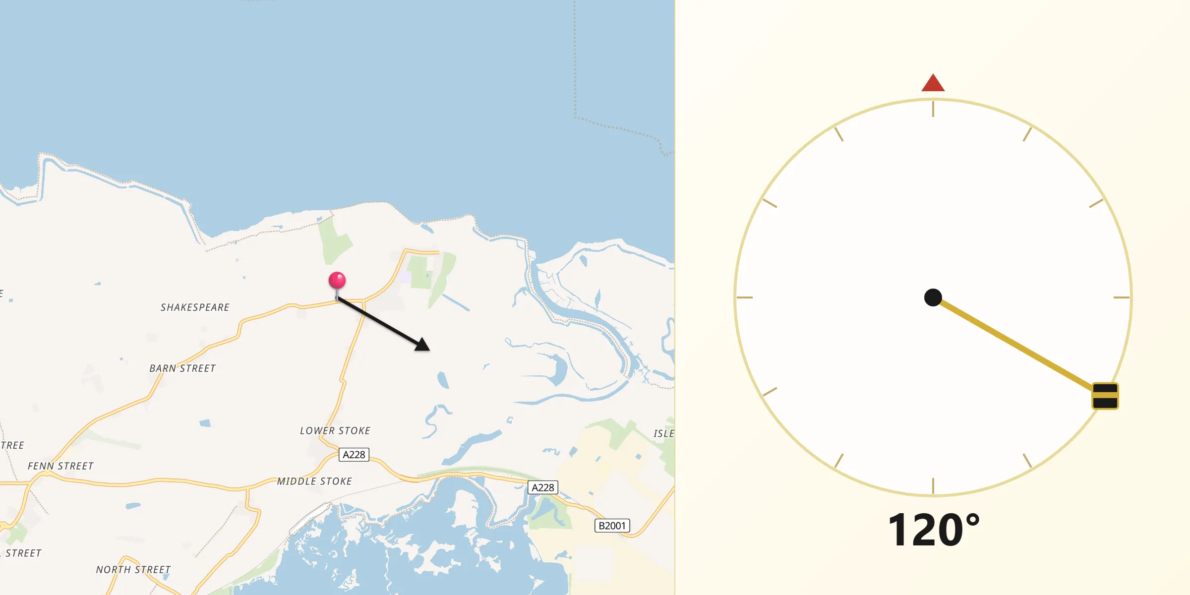 Qibla Direction from Allhallows