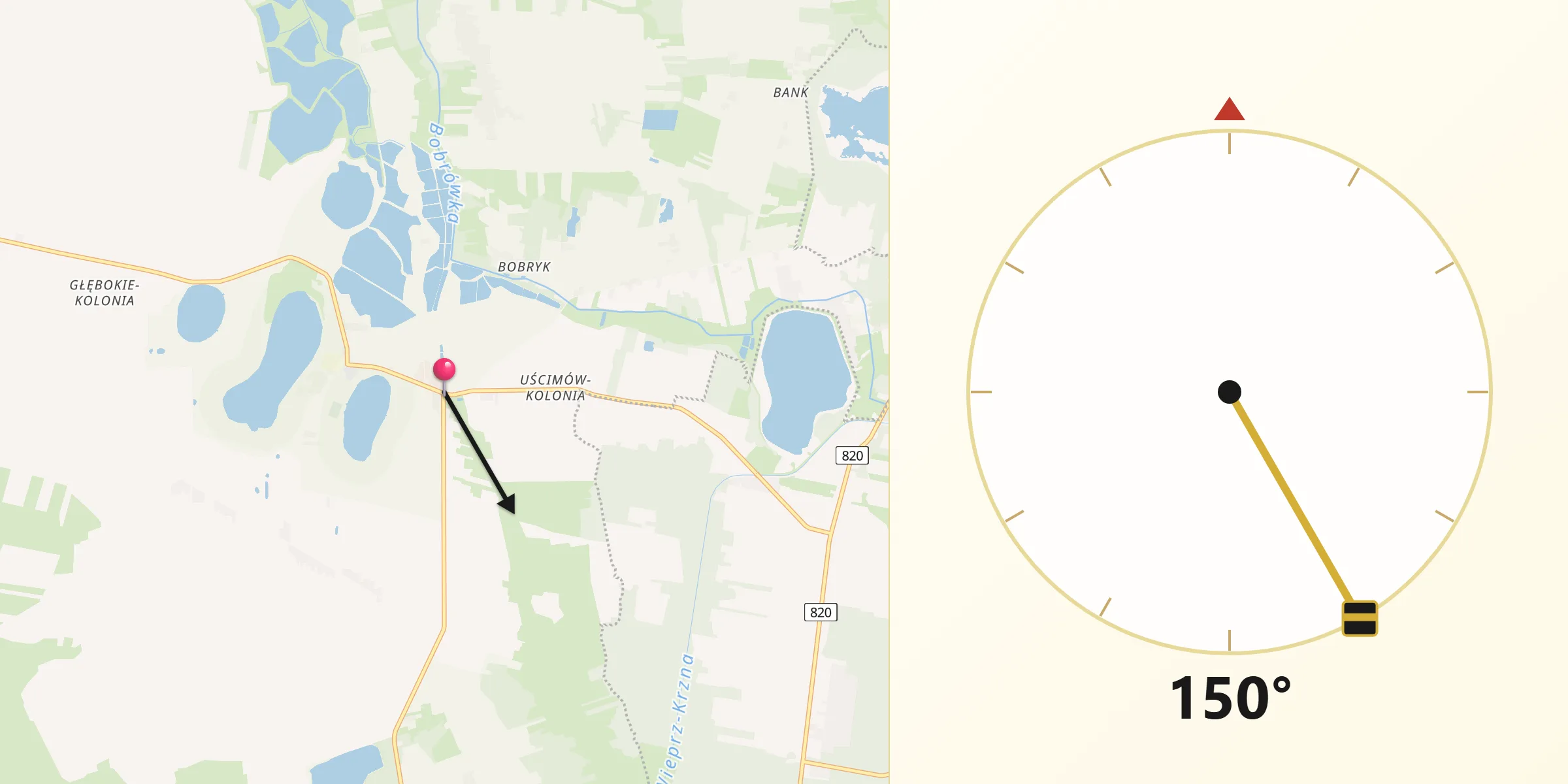 Kierunek Qibla z Uścimów Stary