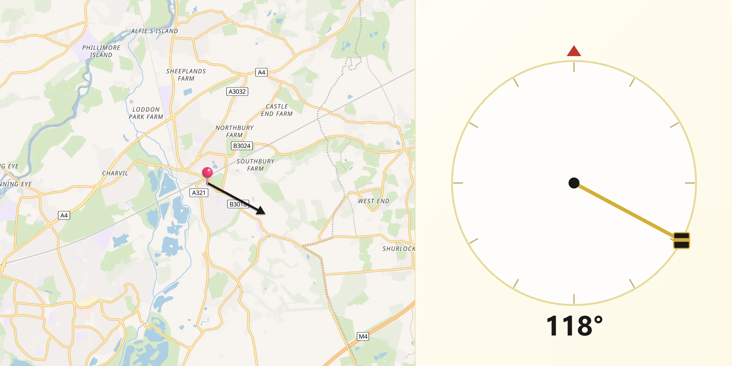 Qibla Direction from Twyford
