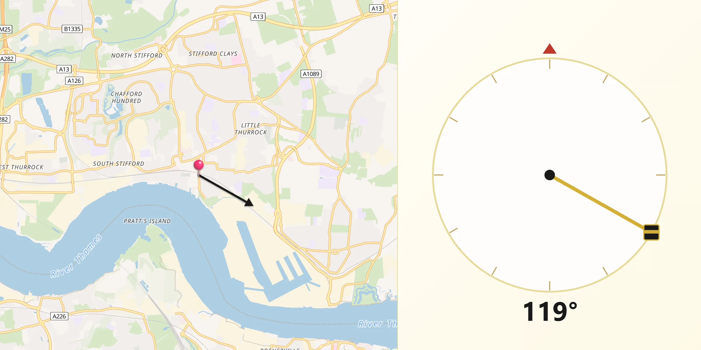 Qibla Direction from Grays