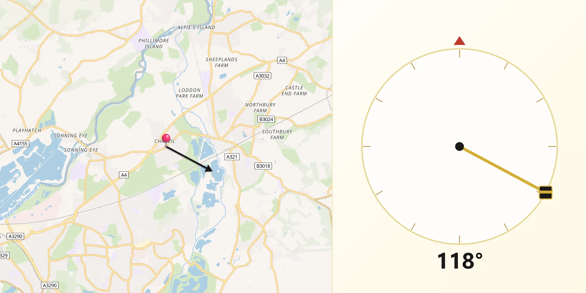 Qibla Direction from Charvil