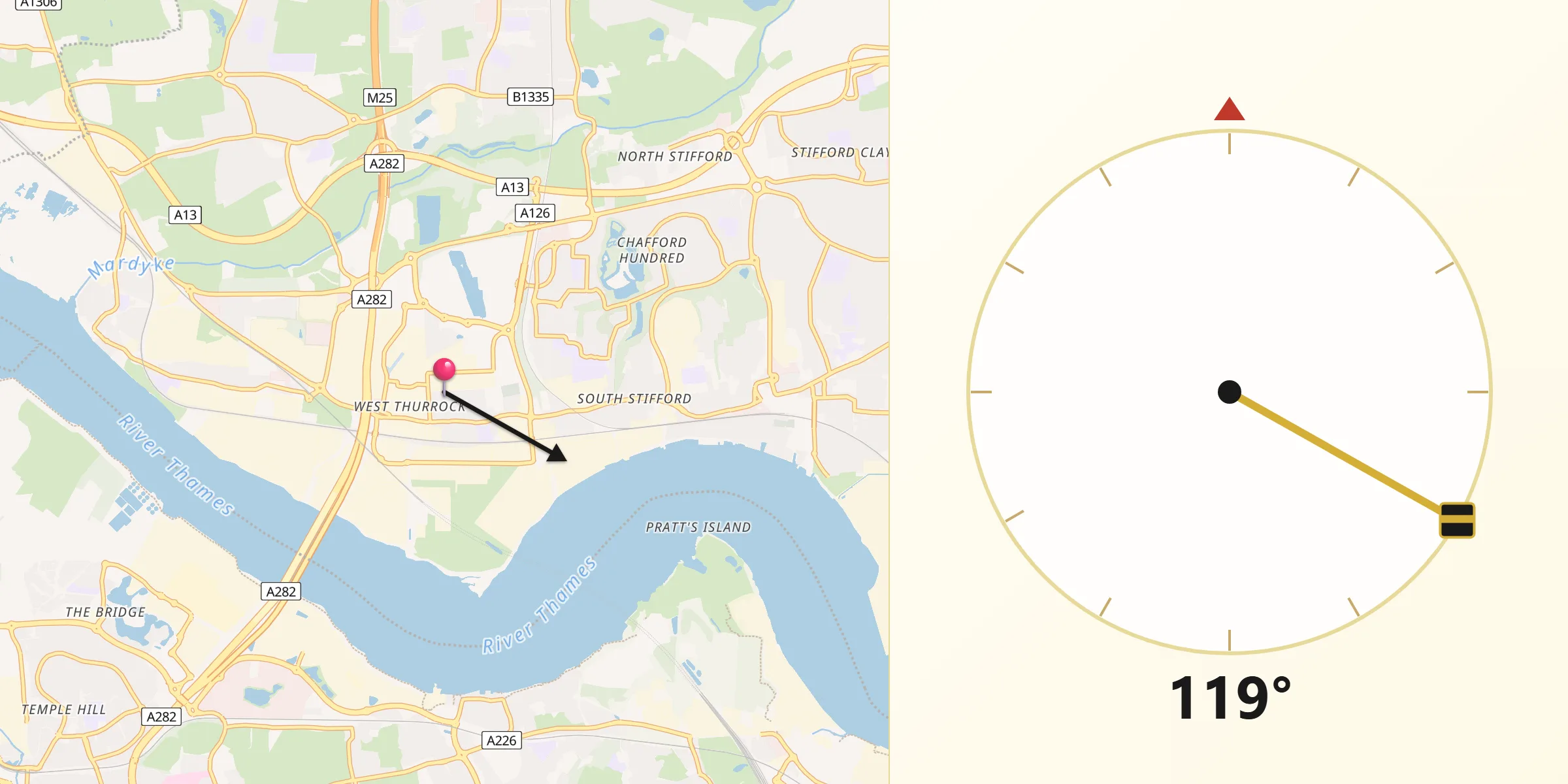 Qibla Direction from West Thurrock