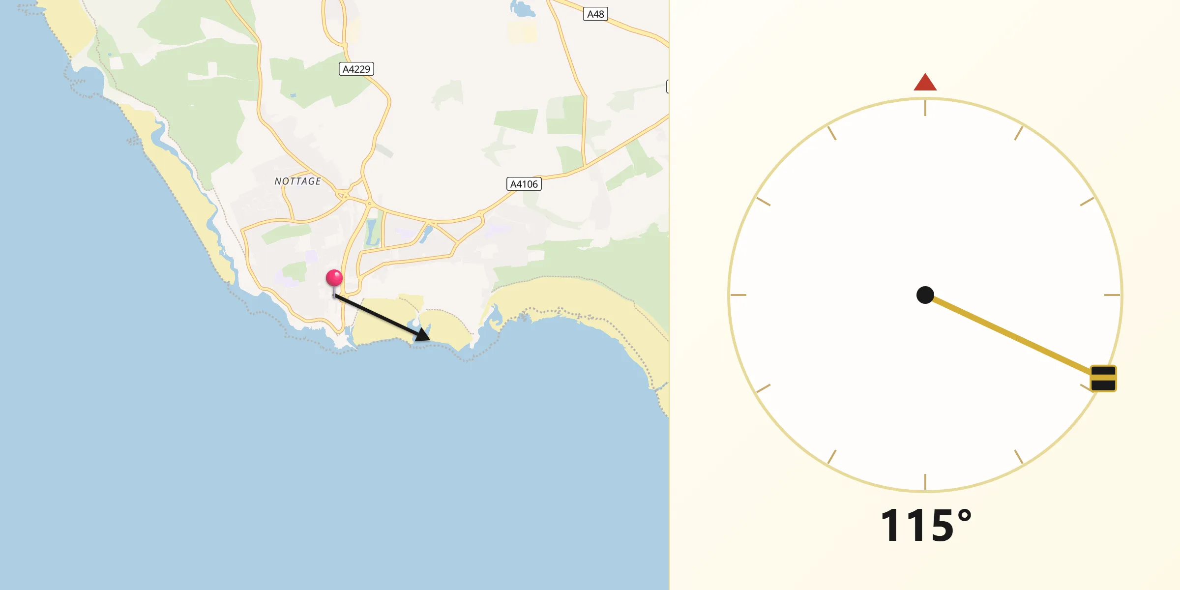 Qibla Direction from Porthcawl