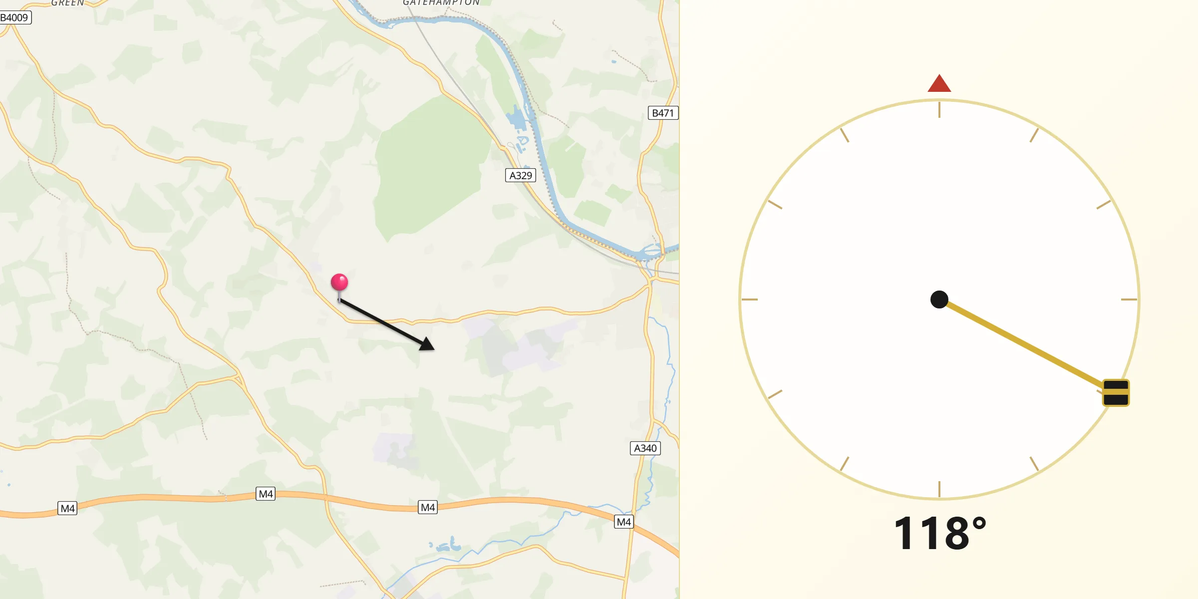Qibla Direction from Upper Basildon