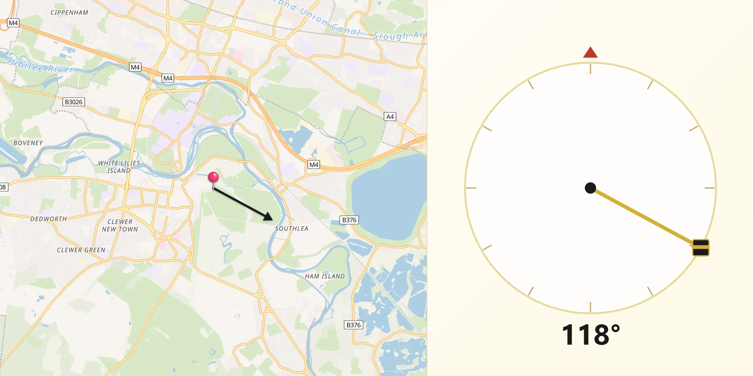 Qibla Direction from Windsor