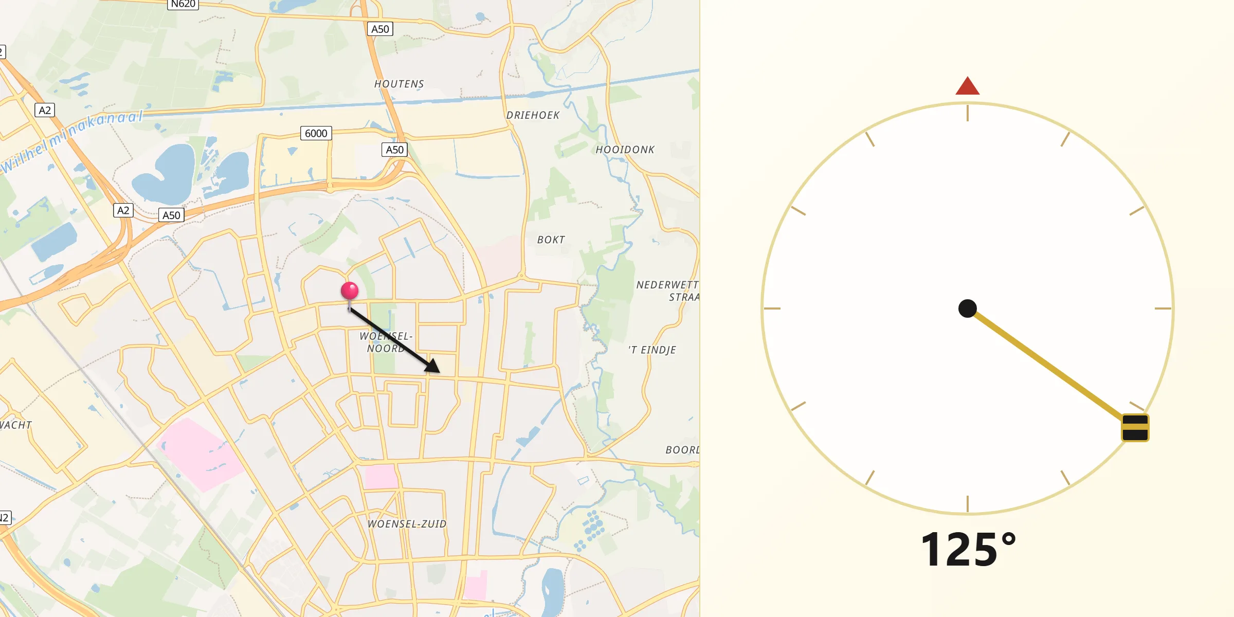 Qibla Richting vanaf Woenselse Heide