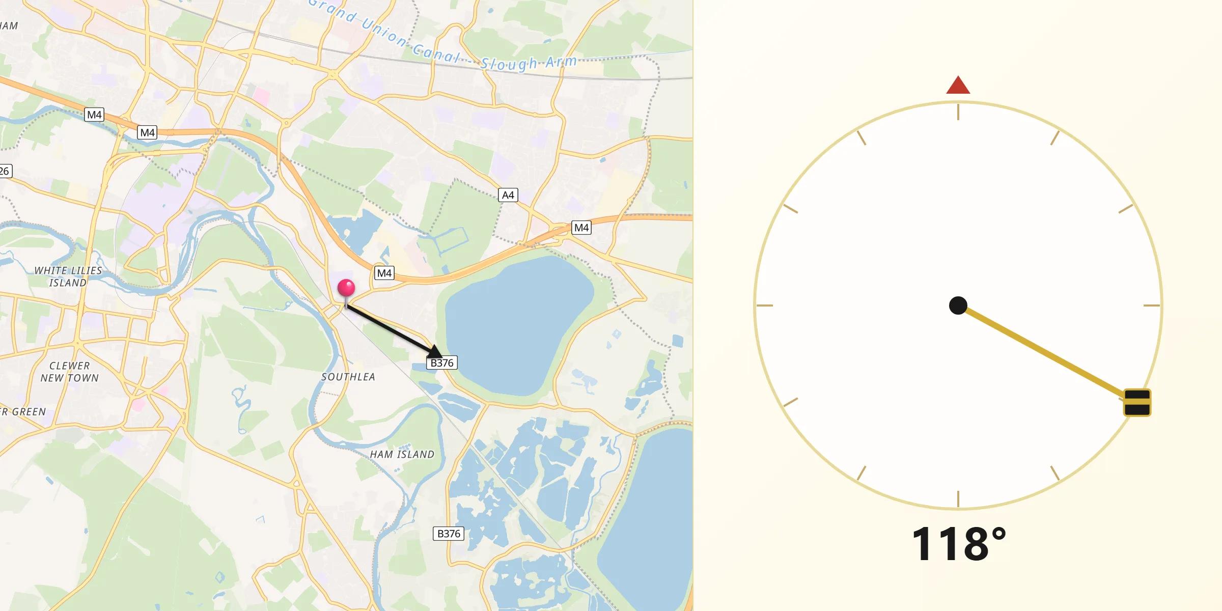 Qibla Direction from Datchet