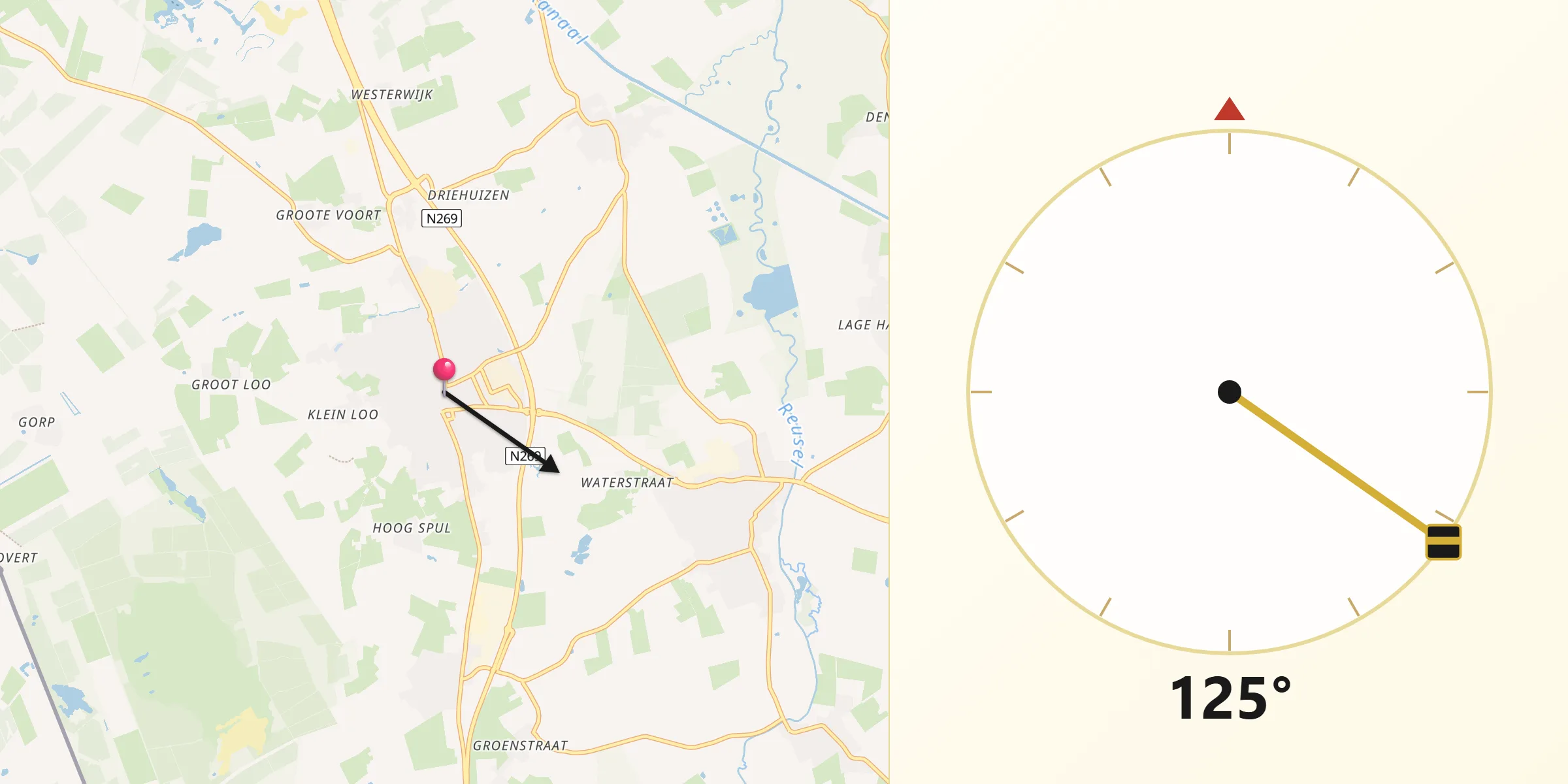Qibla Richting vanaf Hilvarenbeek