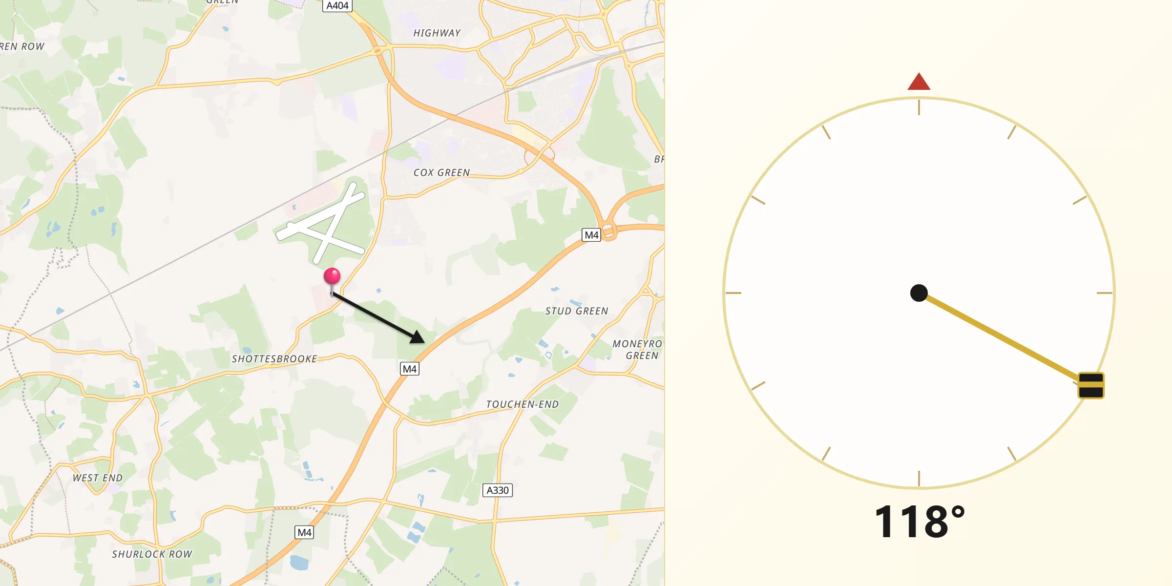 Qibla Direction from White Waltham