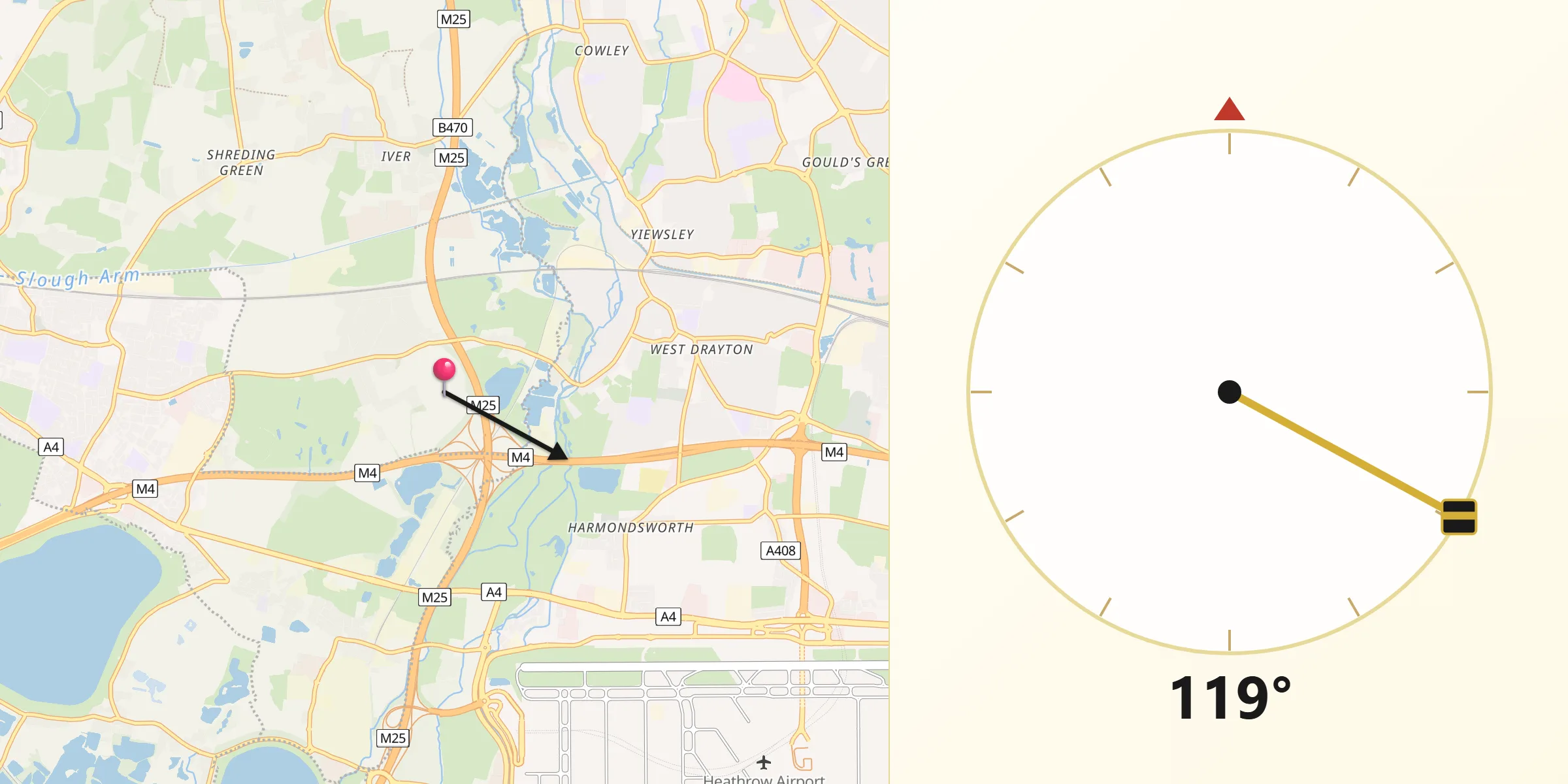 Qibla Direction from Iver
