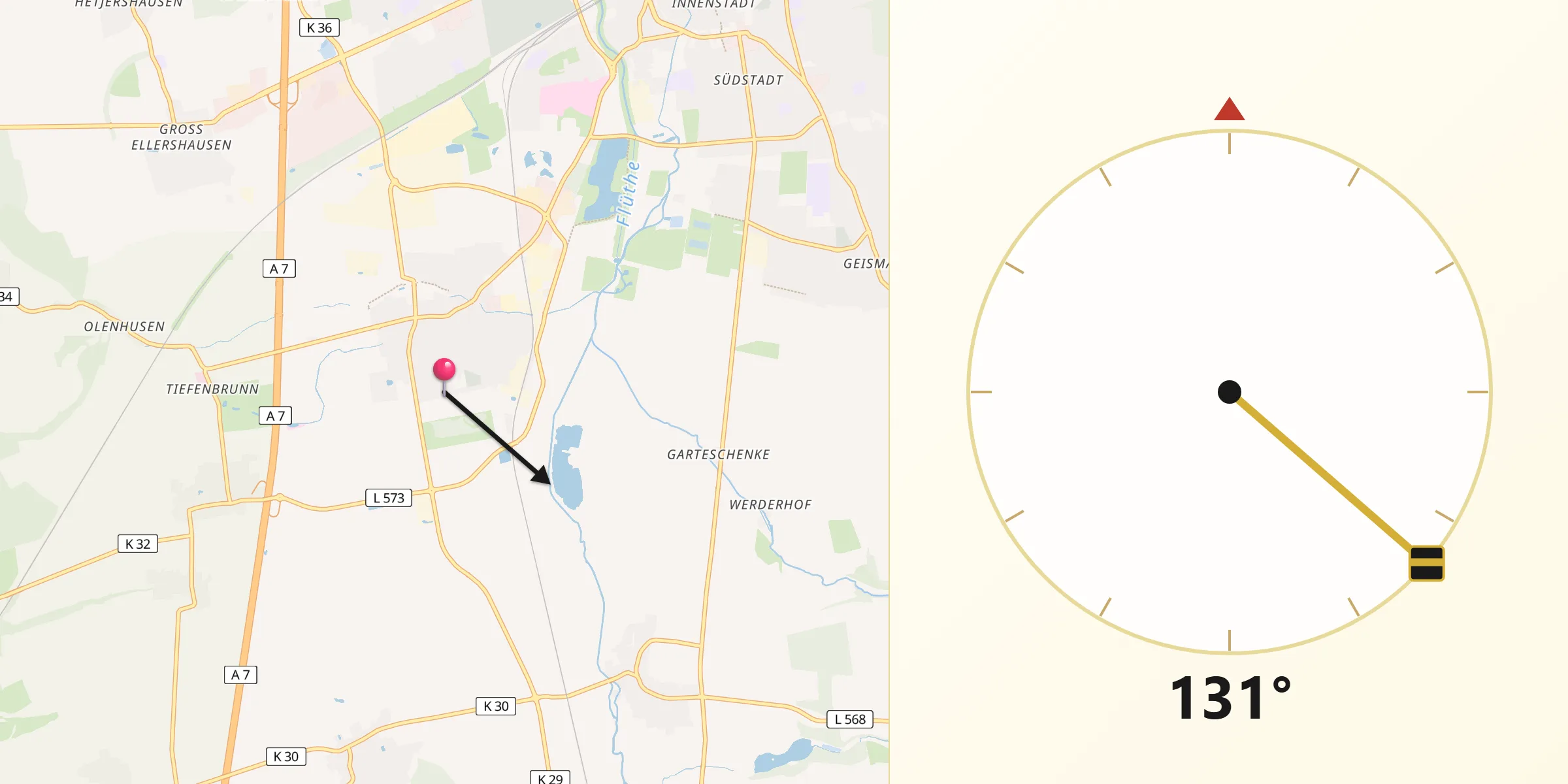 Qibla-Richtung von Rosdorf
