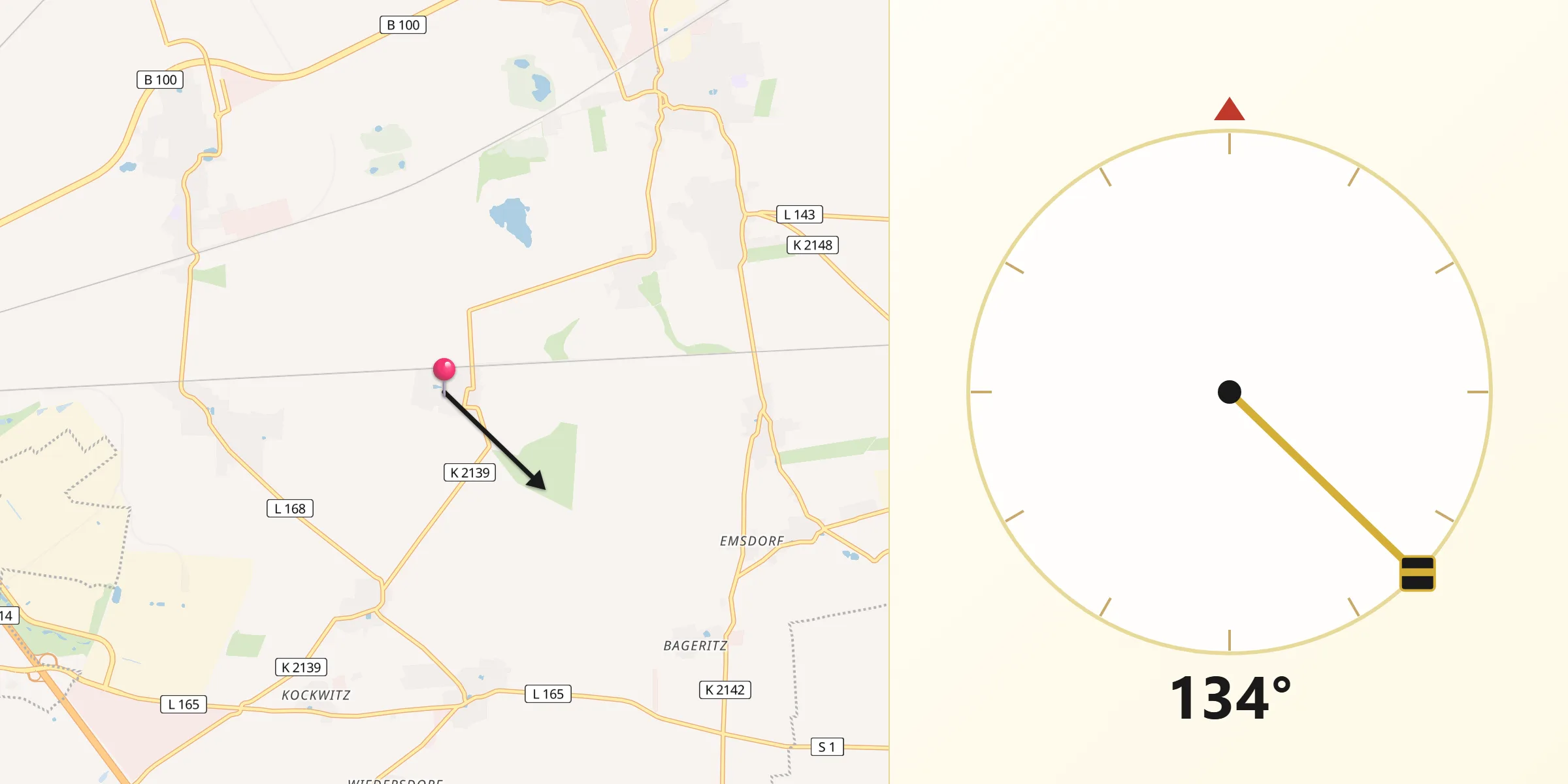 Qibla-Richtung von Reußen