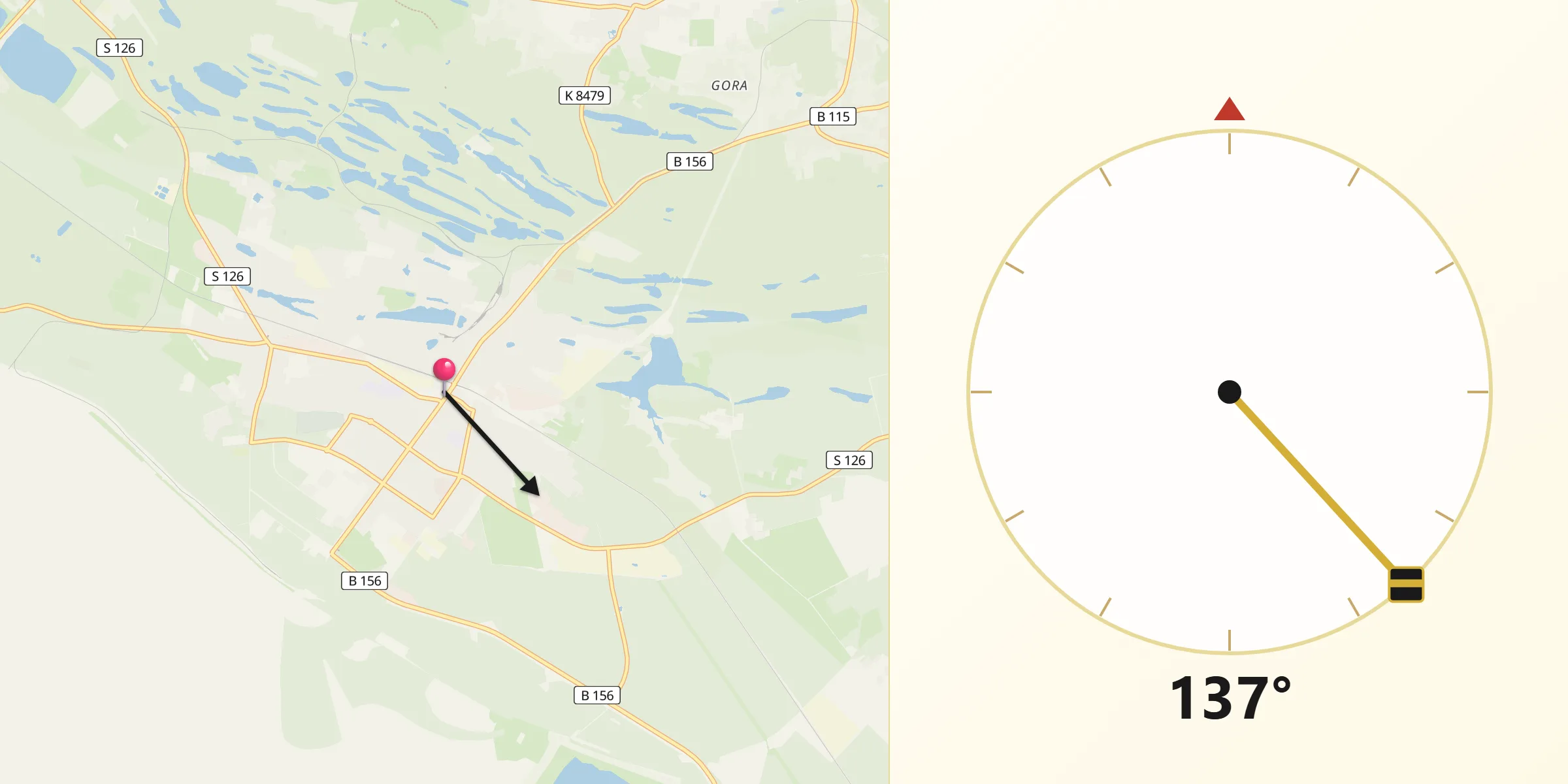 Qibla-Richtung von Weißwasser/Oberlausitz