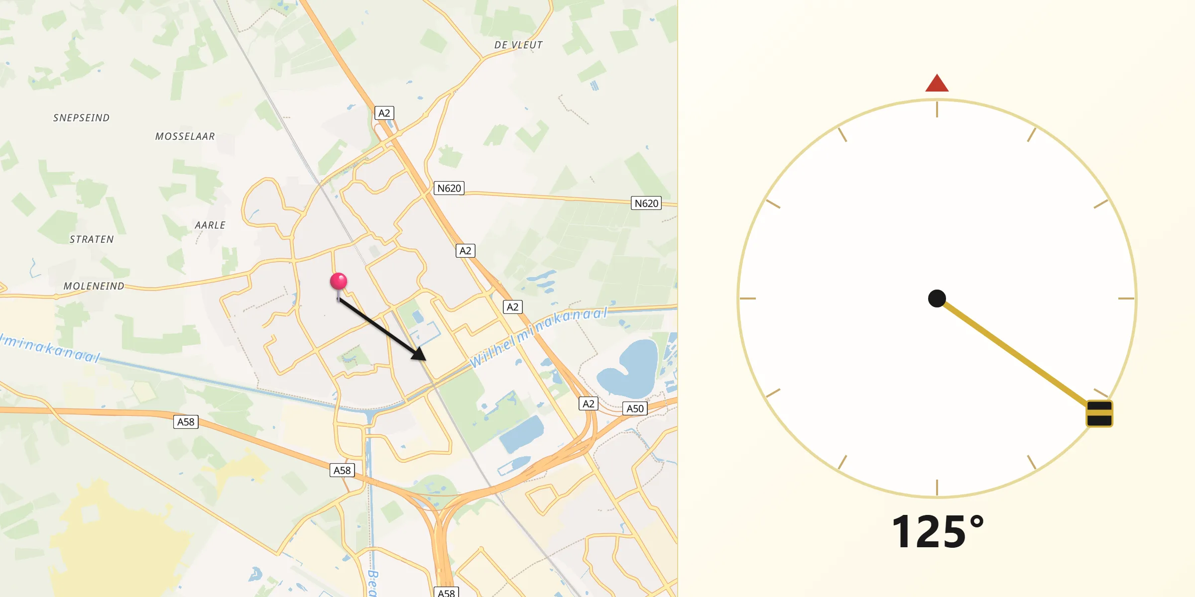 Qibla Richting vanaf Naastenbest