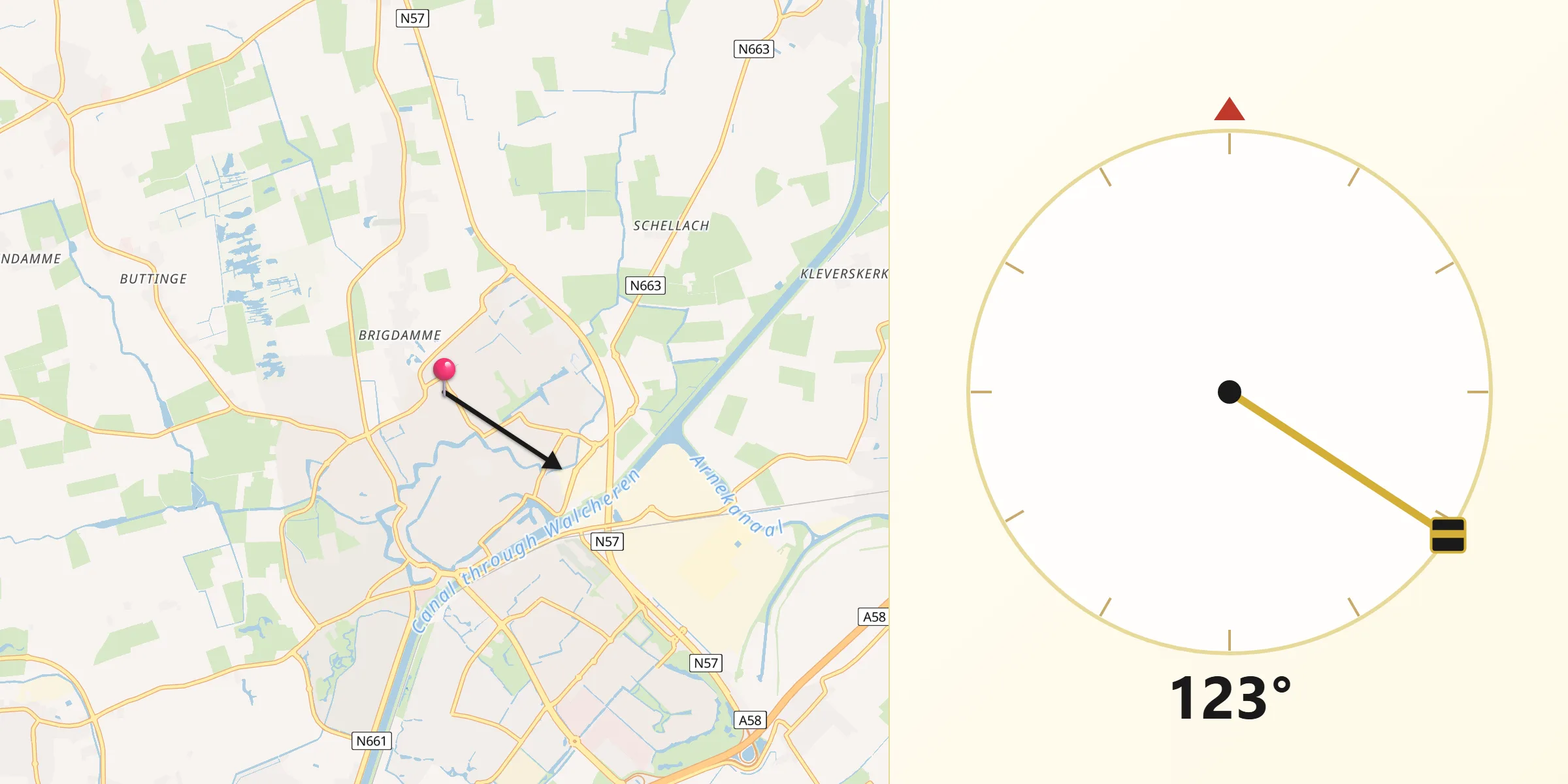 Qibla Richting vanaf Klarenbeek