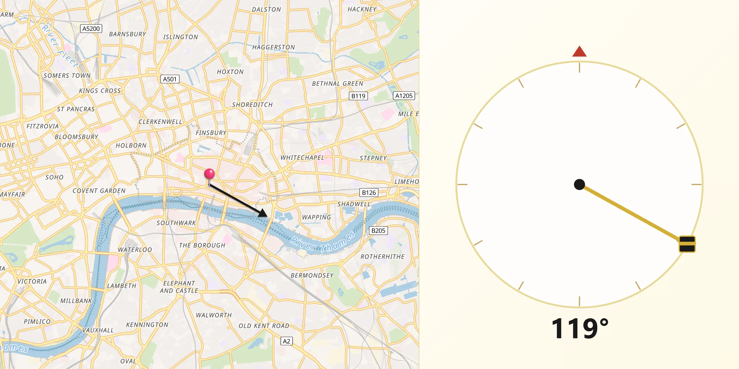 Qibla Direction from City of London