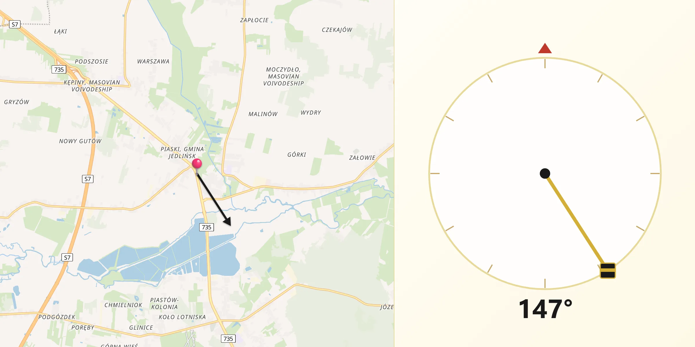 Kierunek Qibla z Jedlińsk