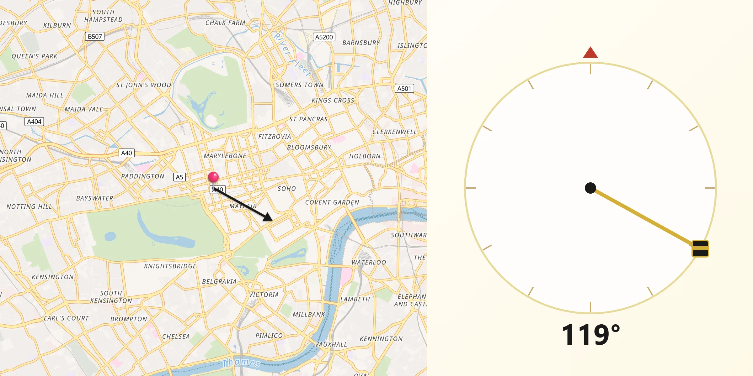Qibla Direction from West End of London
