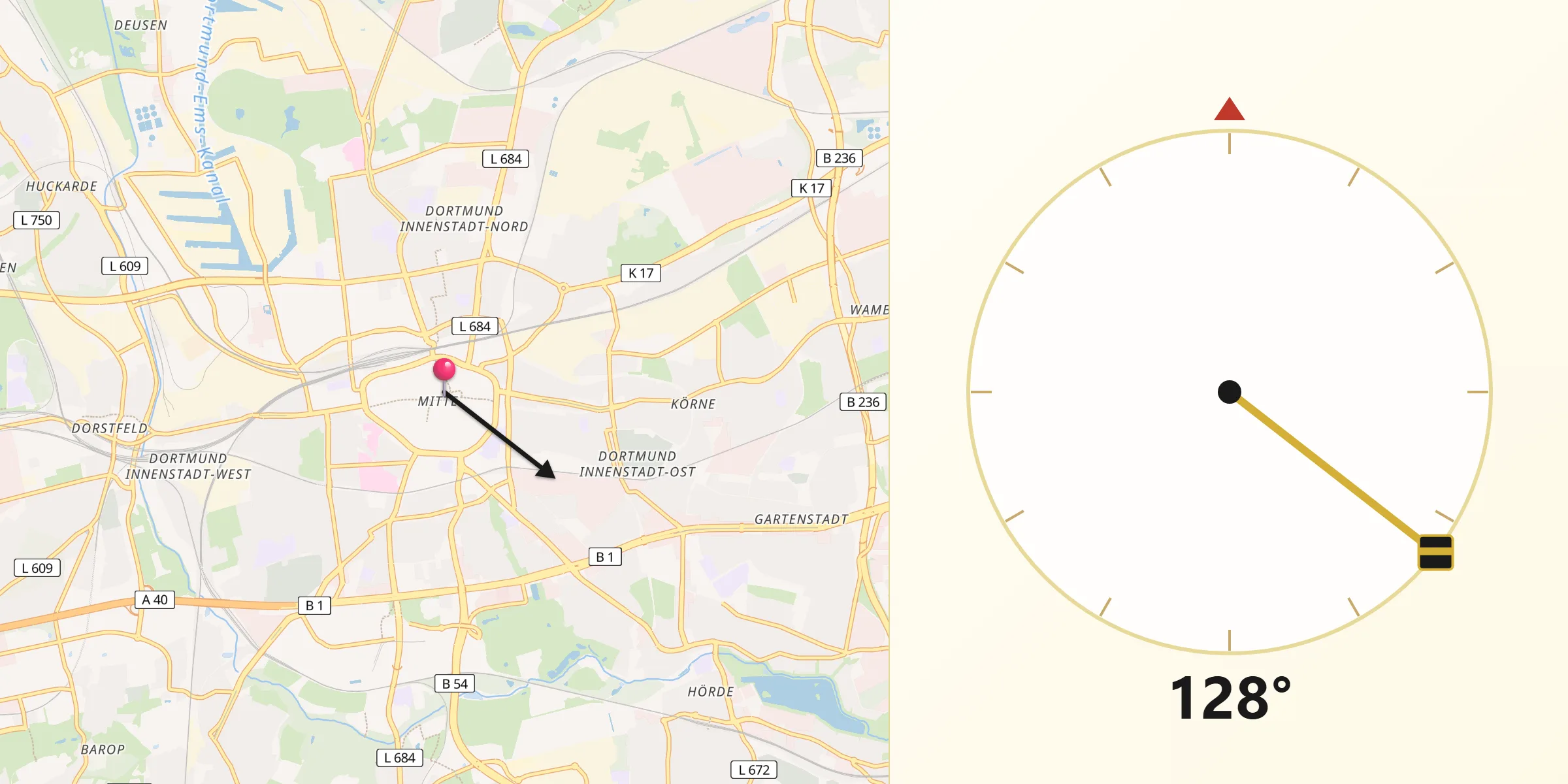 Kierunek Qibla z Dortmund