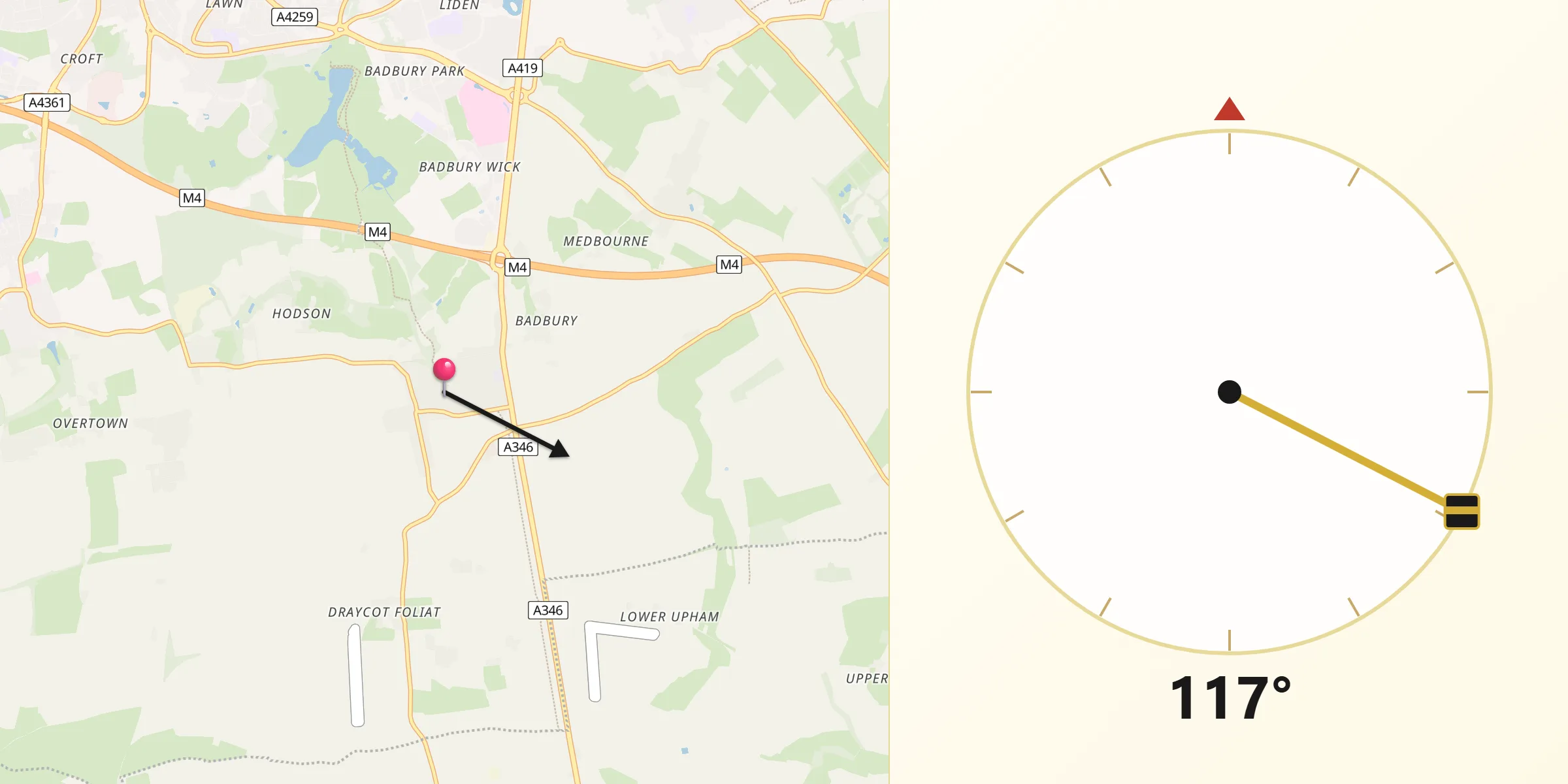 Qibla Direction from Chiseldon