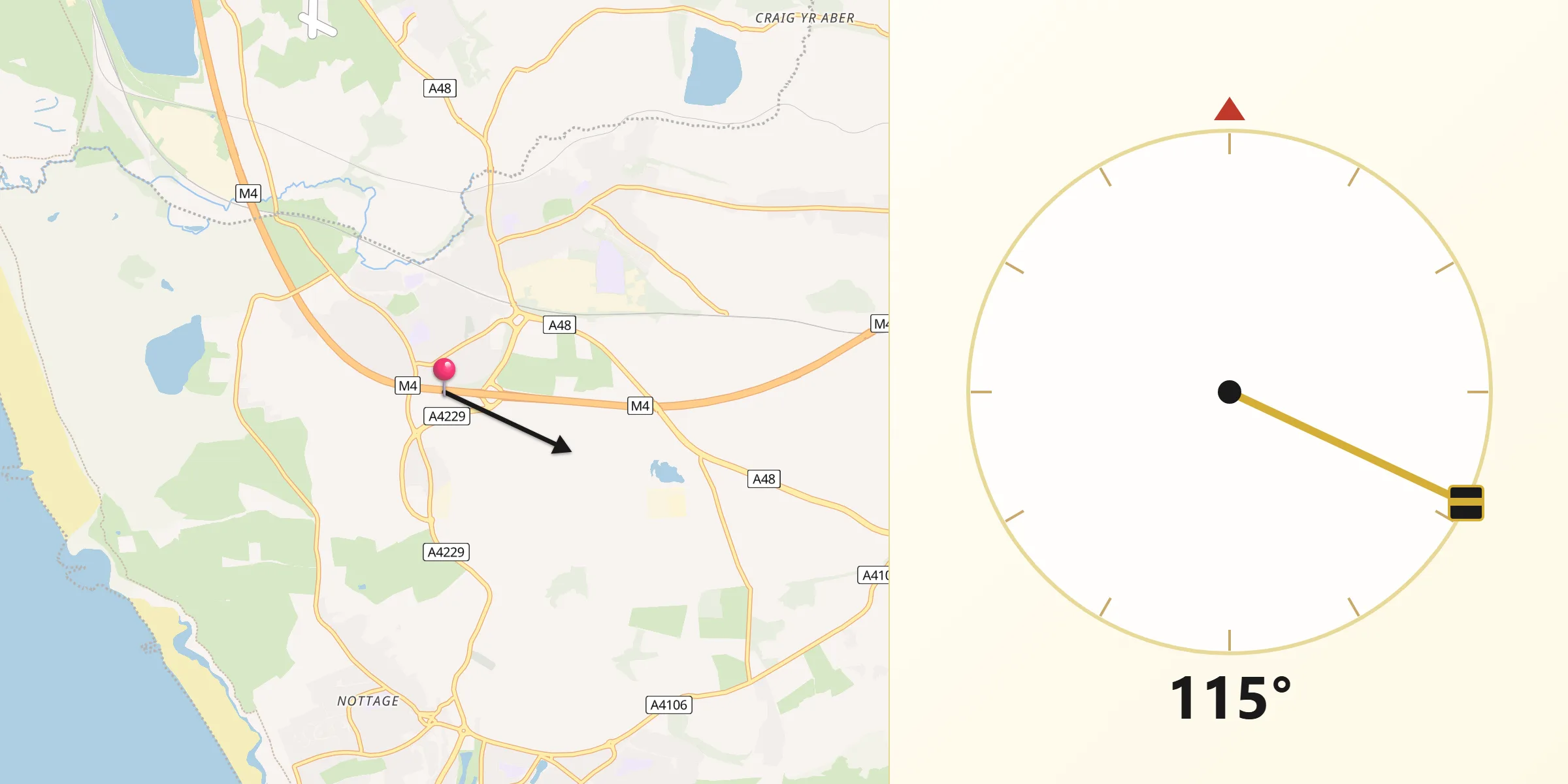Qibla Direction from Pyle
