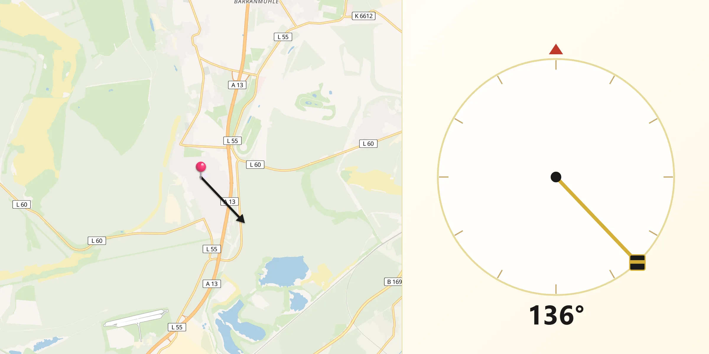 Qibla-Richtung von Schipkau