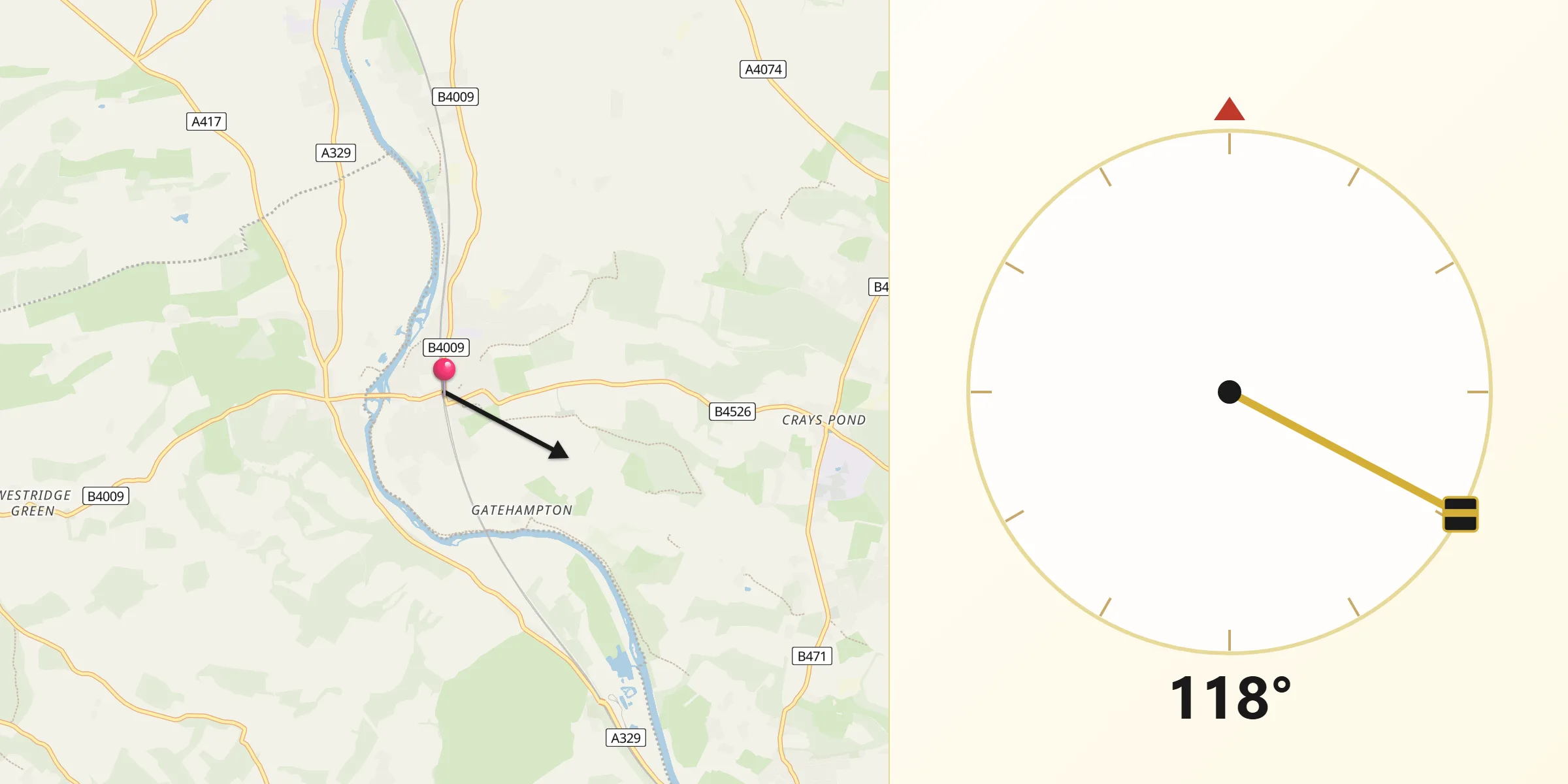 Qibla Direction from Goring