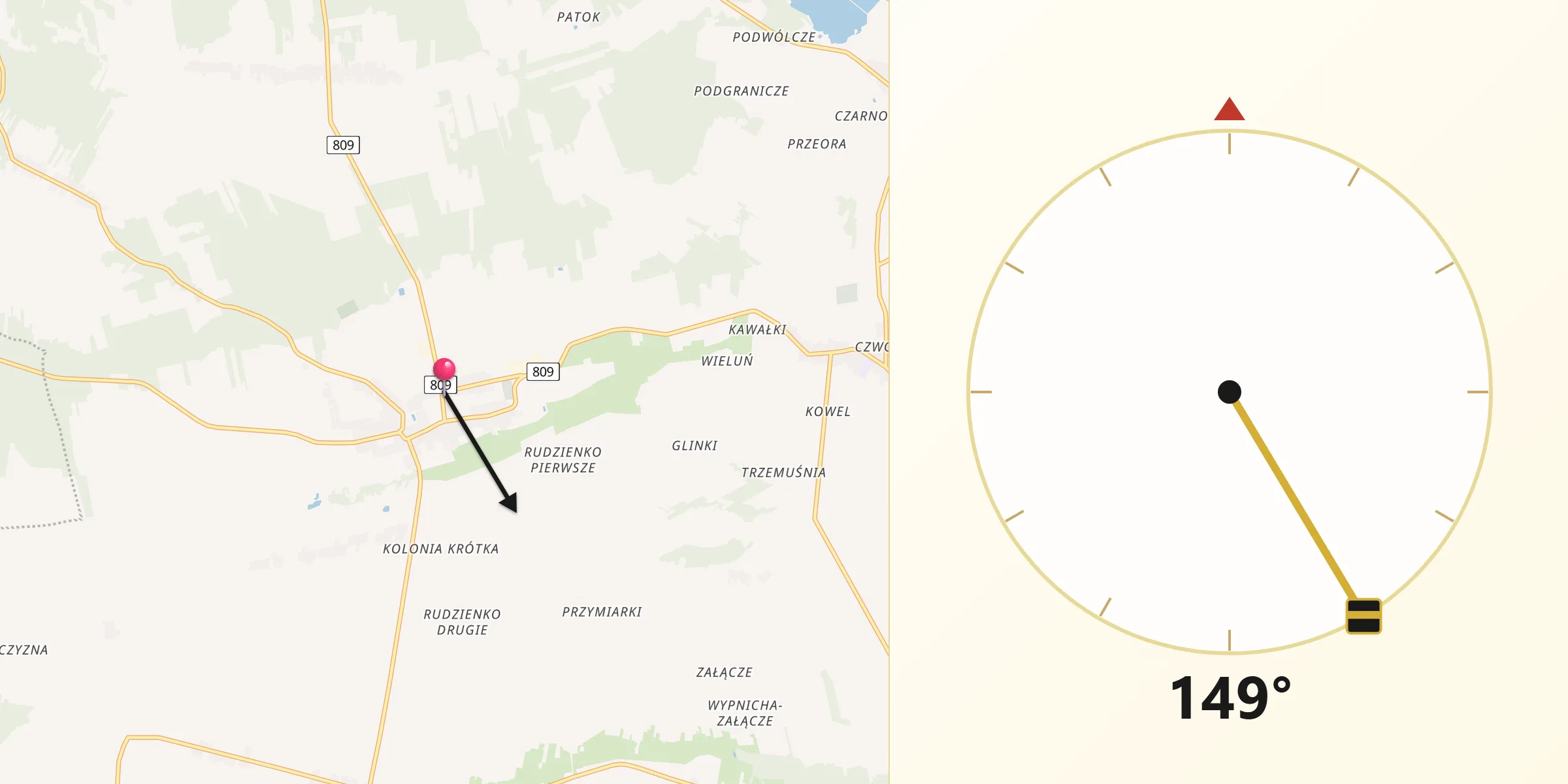 Kierunek Qibla z Michów