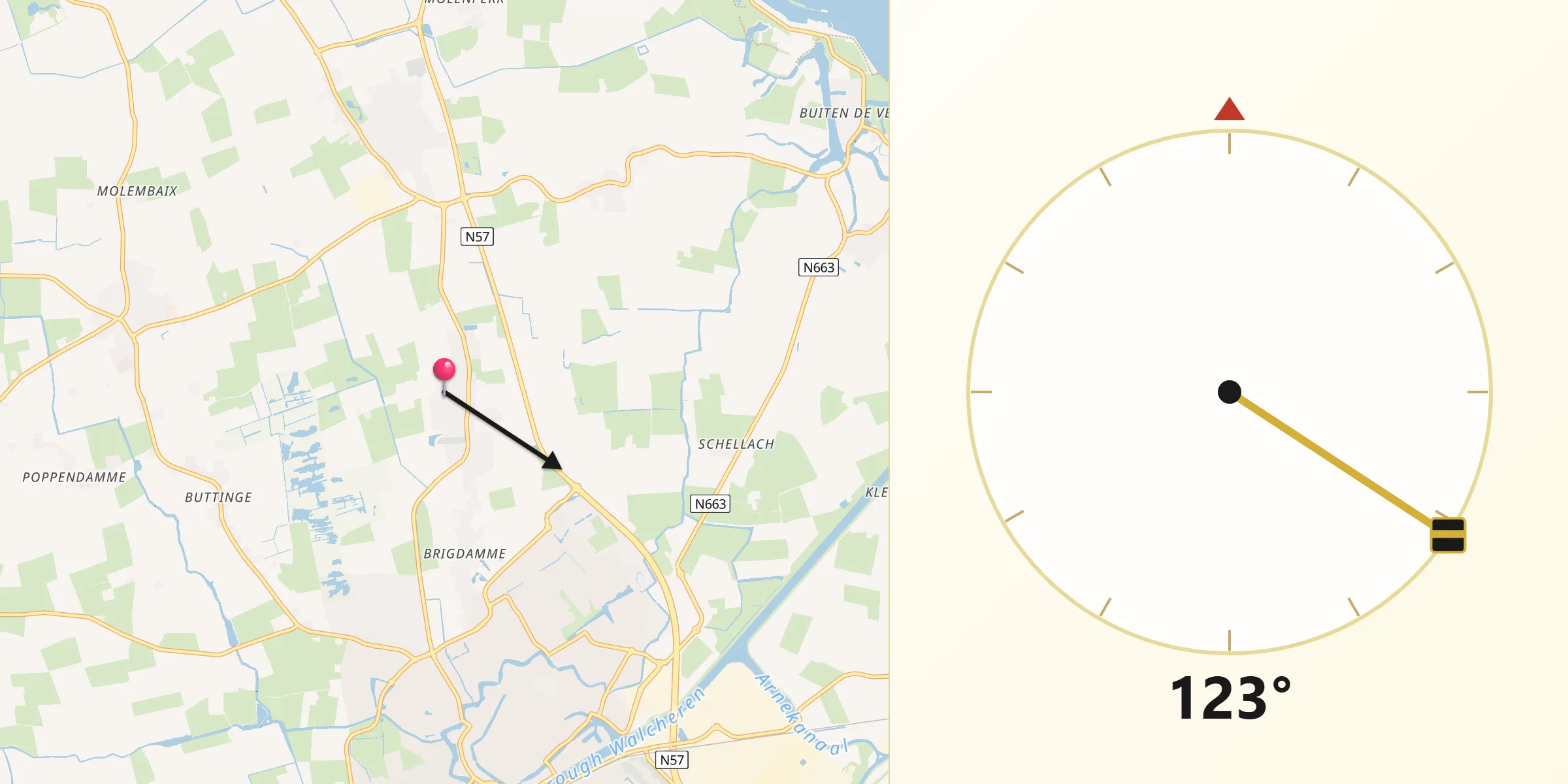 Qibla Richting vanaf Sint Laurens