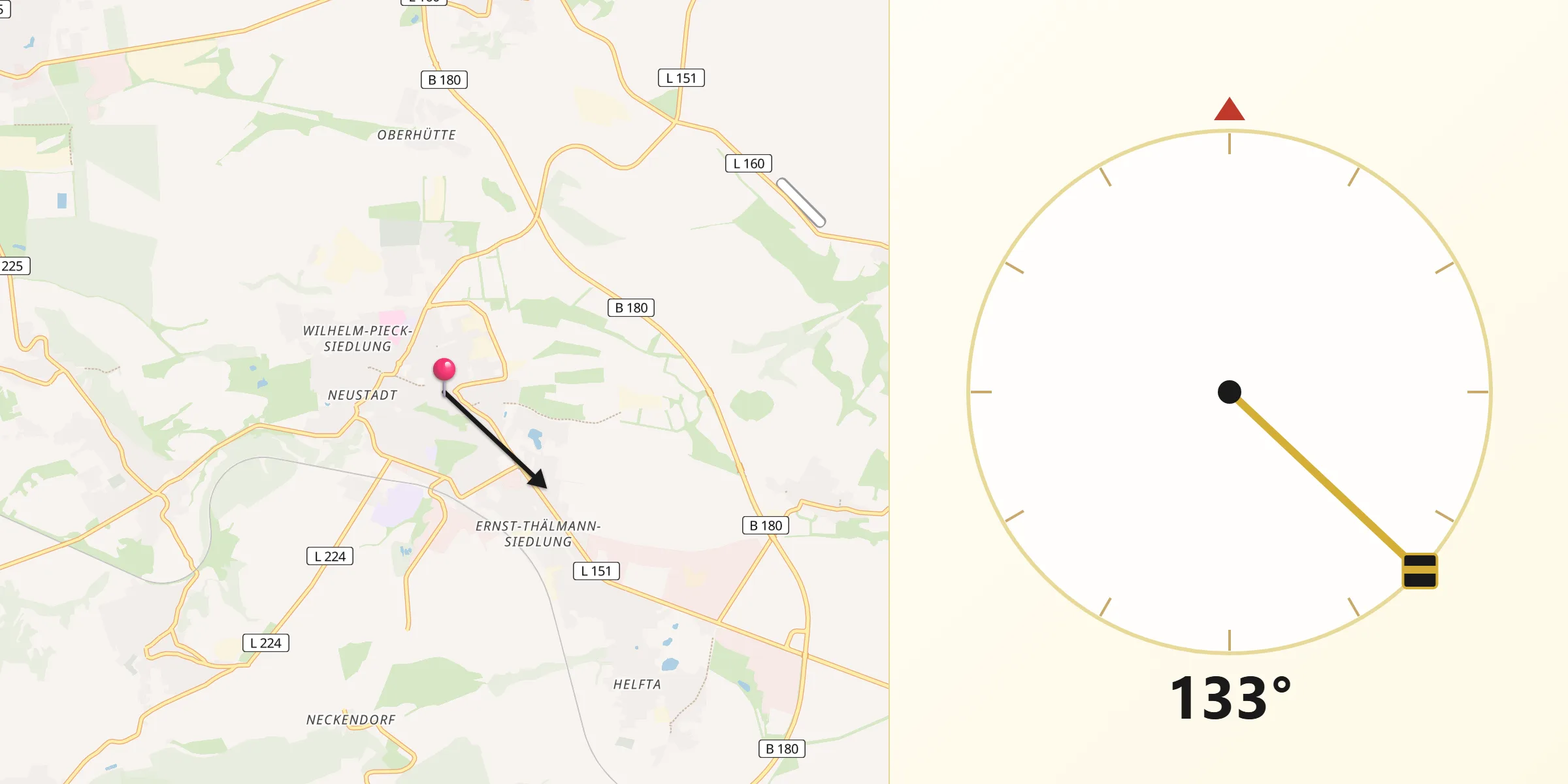 Qibla-Richtung von Lutherstadt Eisleben