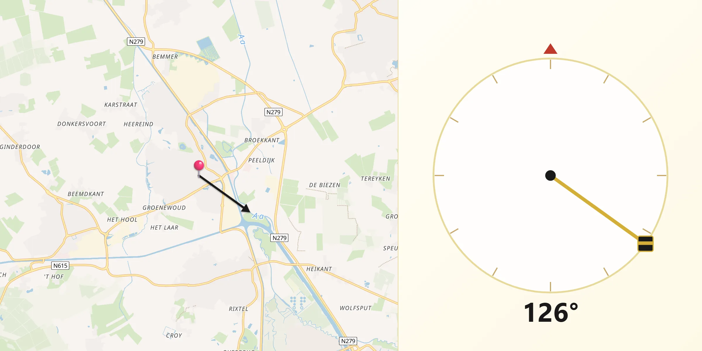 Qibla Richting vanaf Beek