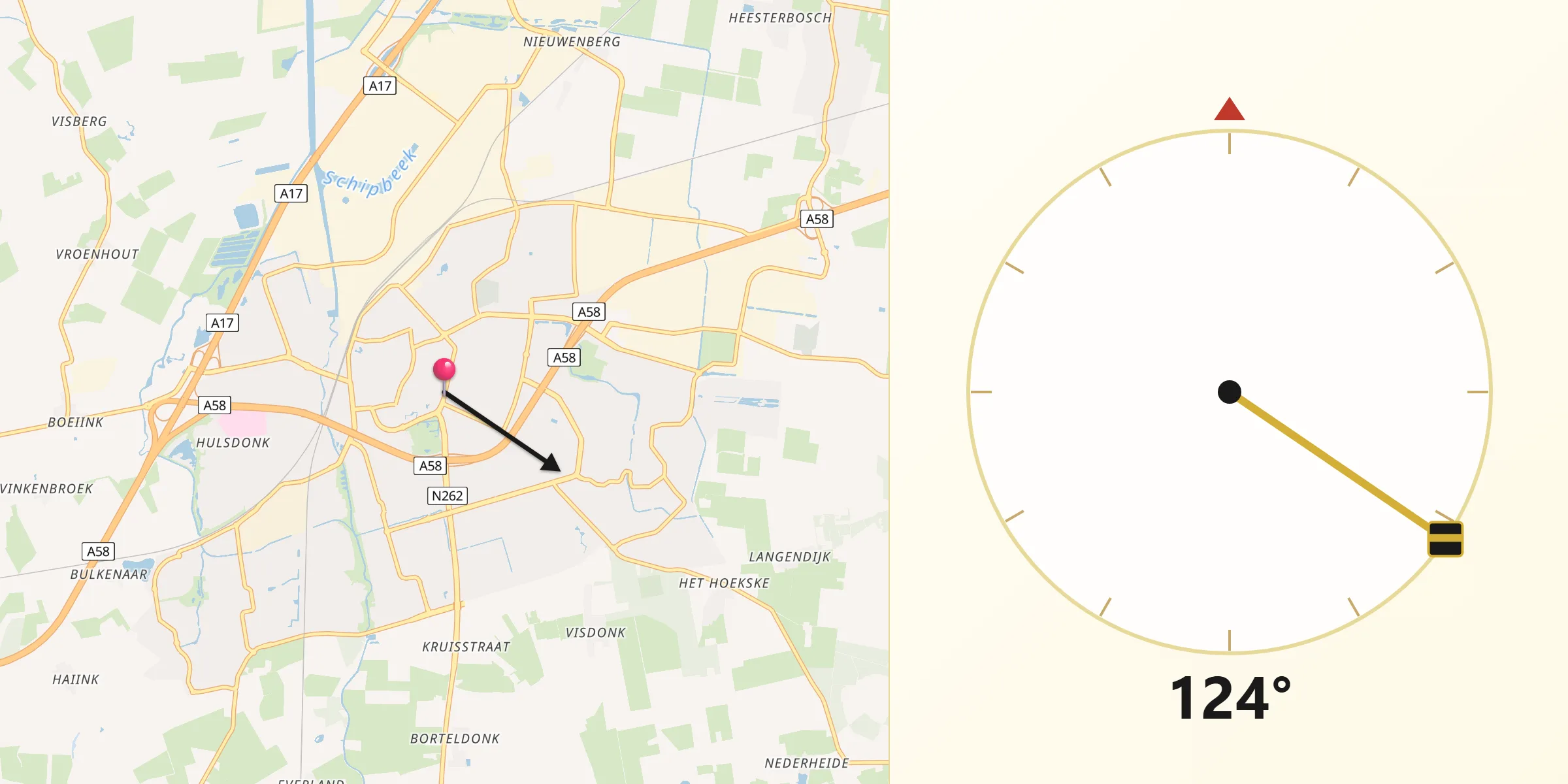Roosendaal şehrinden Kıble Yönü