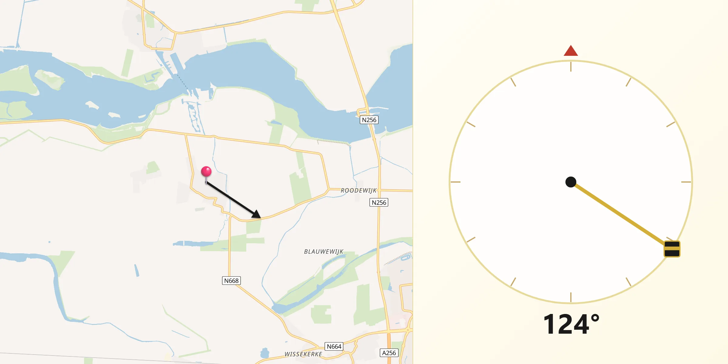 Qibla Richting vanaf Wolphaartsdijk