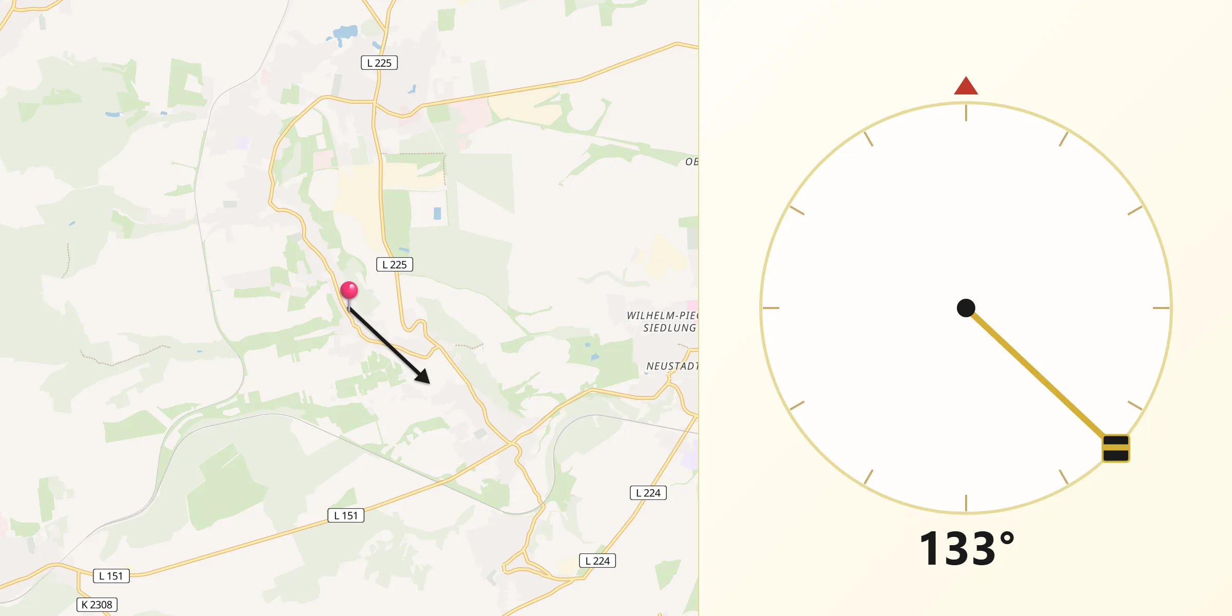 Qibla-Richtung von Hergisdorf