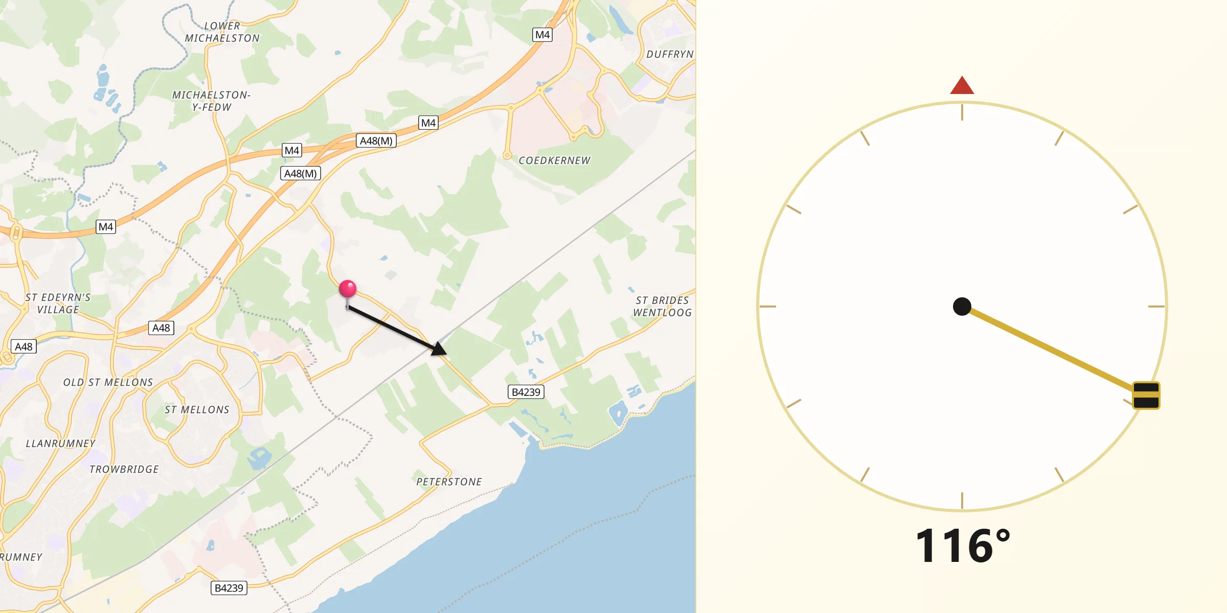Qibla Direction from Marshfield