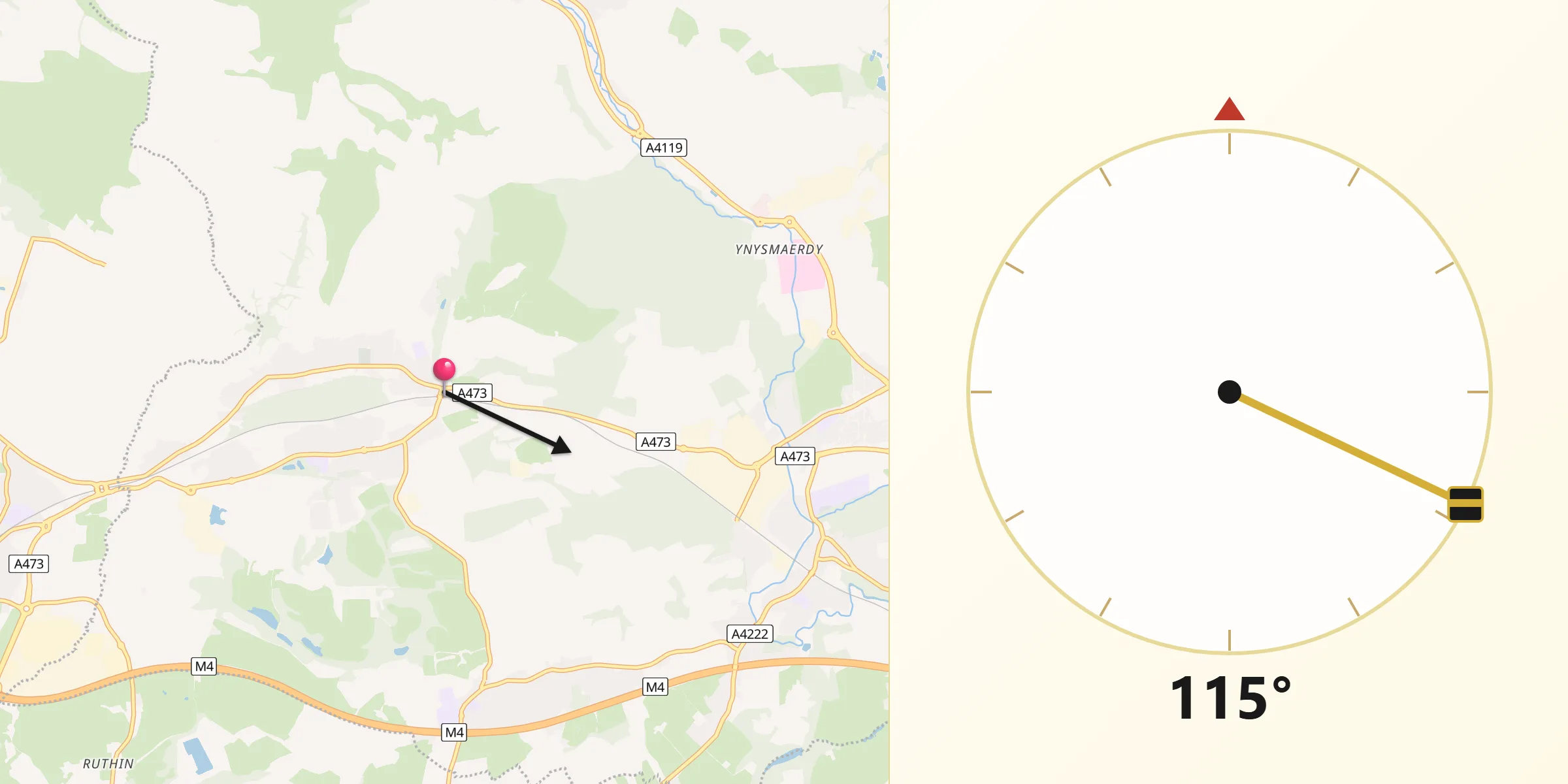 Qibla Direction from Llanharan