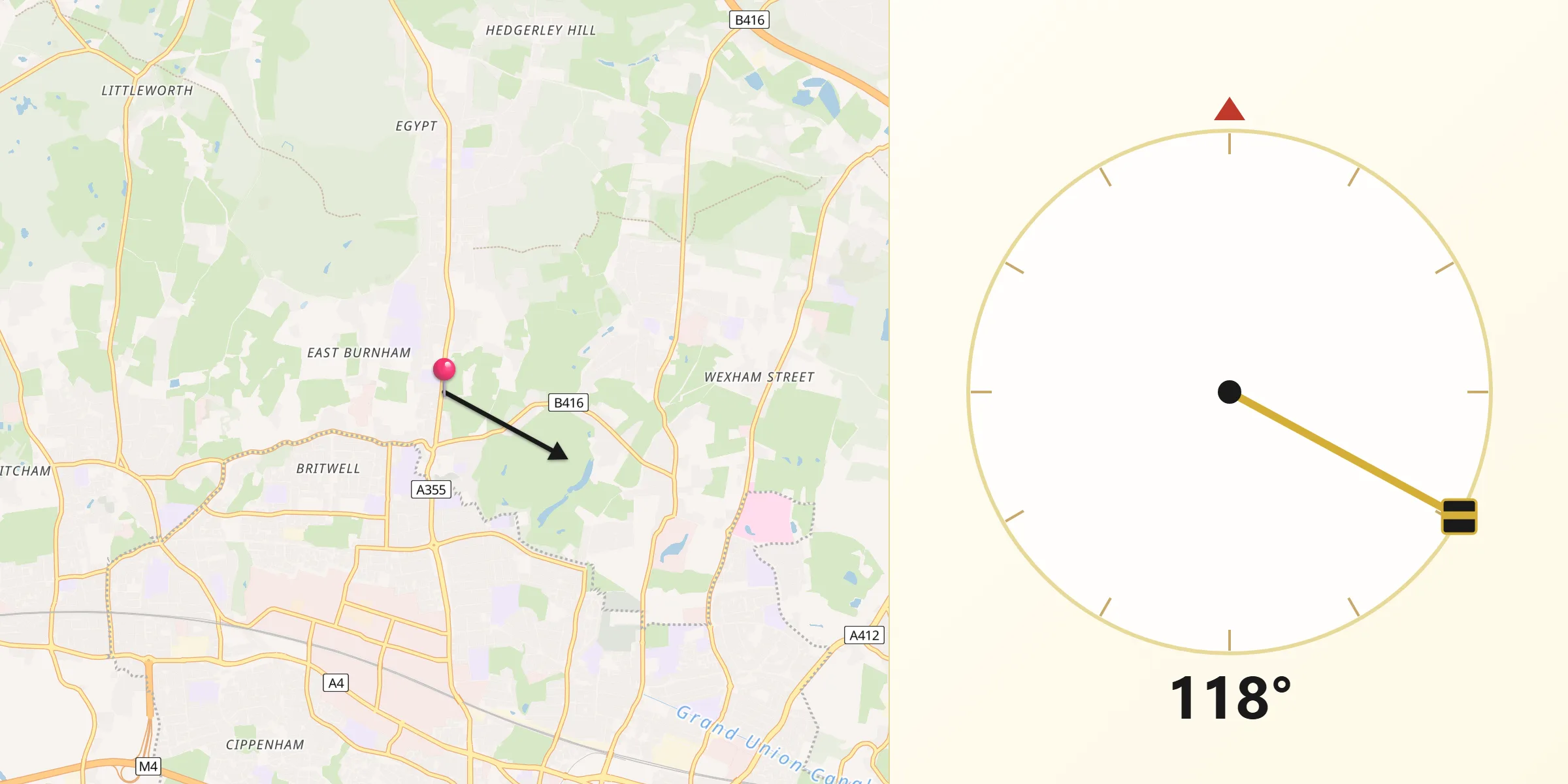 Qibla Direction from Farnham Royal